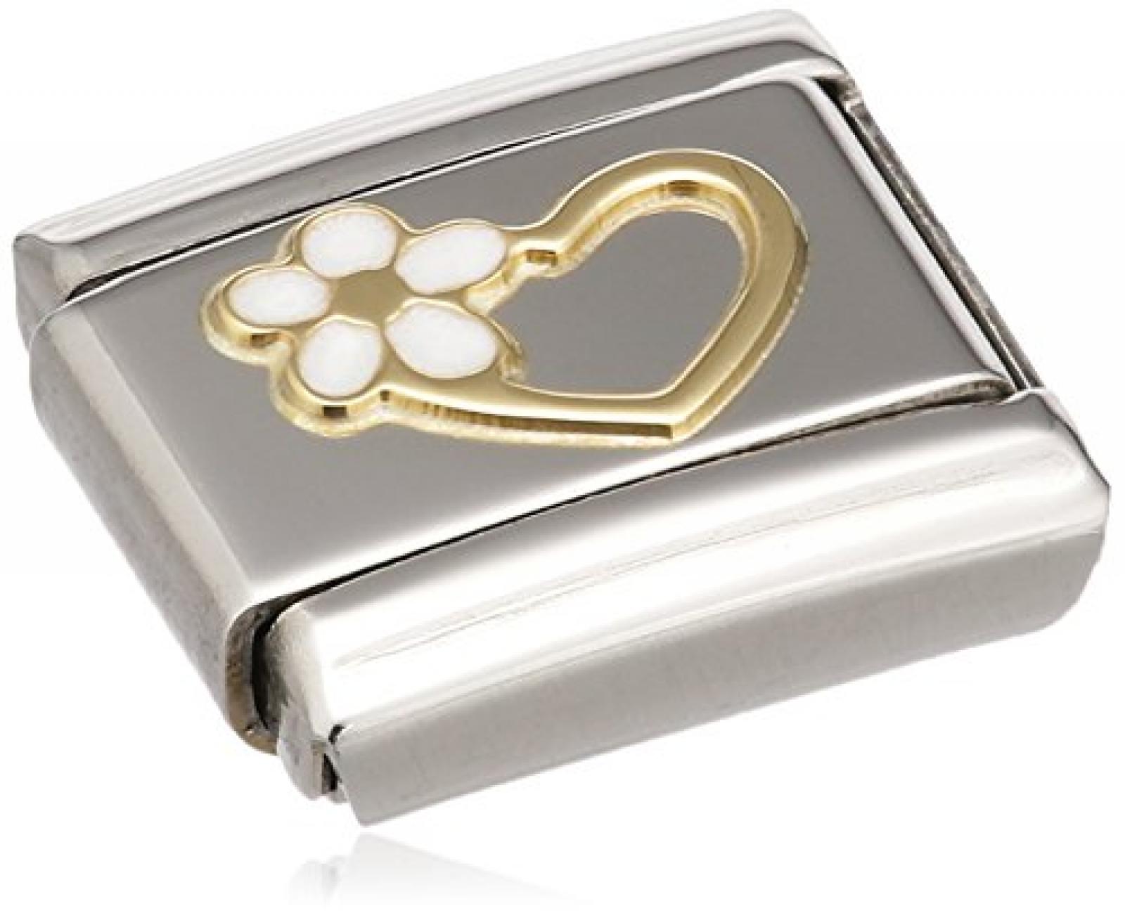 Nomination Composable Damen-Bead Edelstahl Classic Love Herz Blume 18K-Gold Emaille wei&szlig; 030253/40 