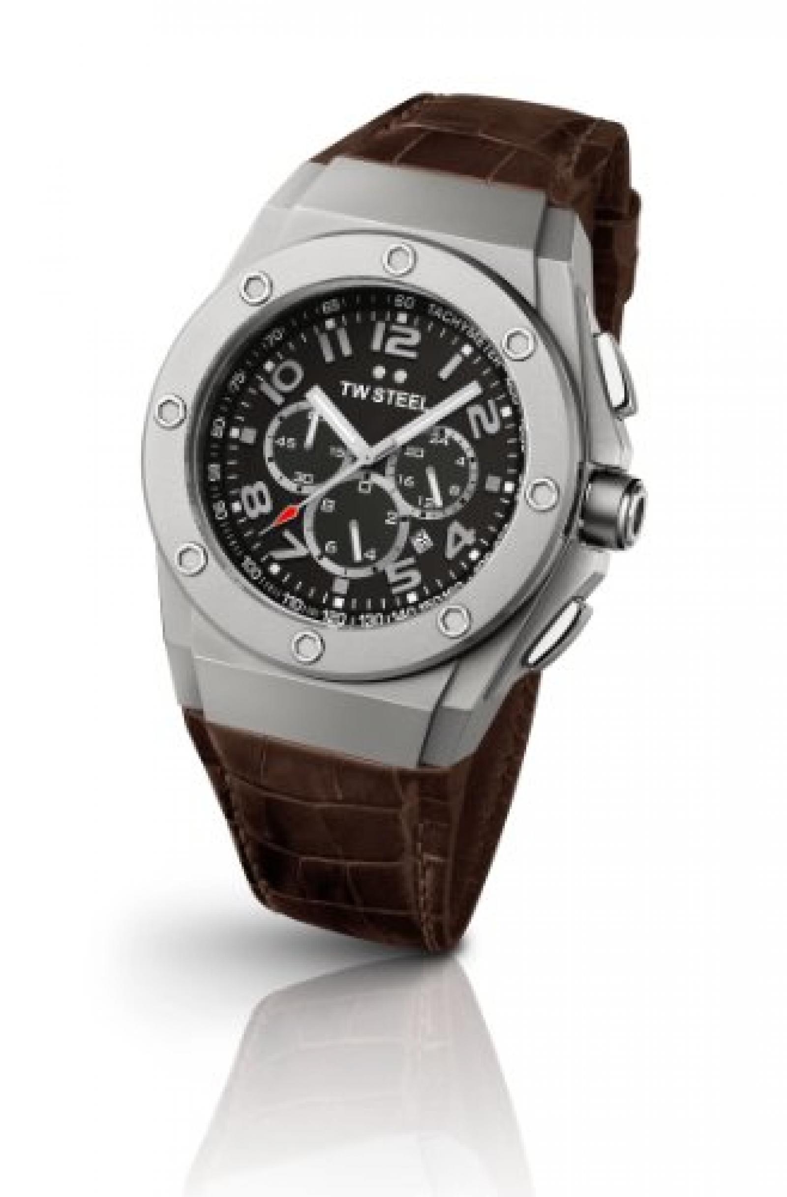 TW Steel Herren-Armbanduhr XL CEO TECH Chronograph Quarz Leder TWCE4014 