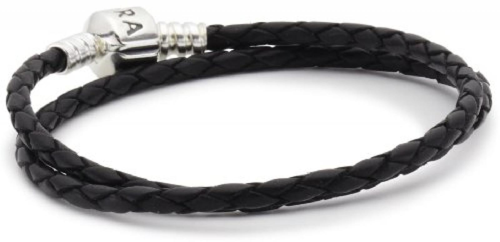 Pandora Lederarmband, zweifach gewickelt 590705CBK-D1 schwarz 17,5cm Pandora Lederarmband, zweifach gewickelt 590705CBK-D1 schwarz 17,5cm