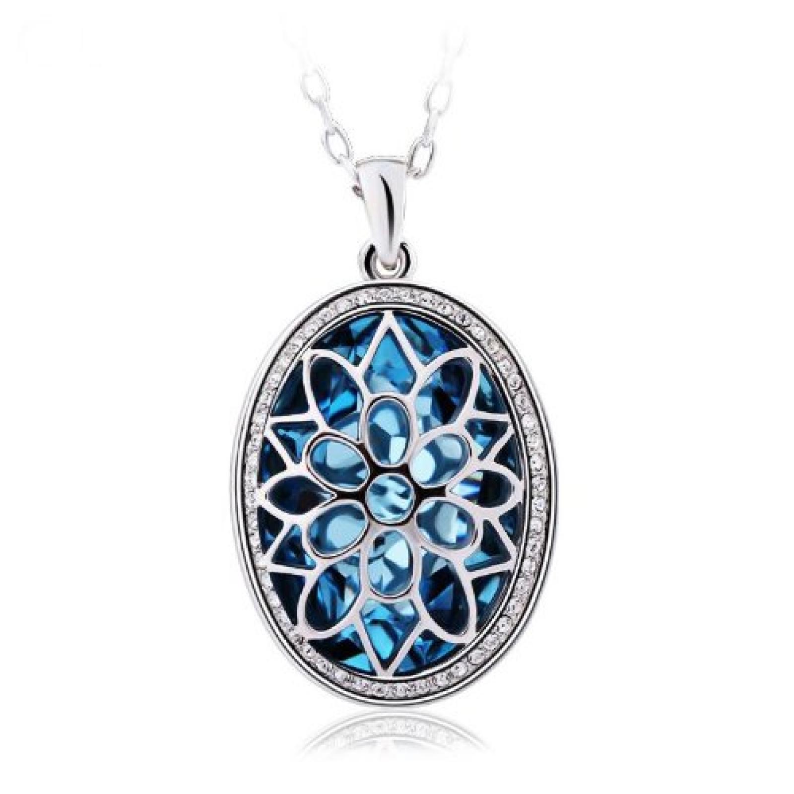 PARK AVENUE - Anhaenger mit Kette, Amulett, meerblau - MADE WITH SWAROVSKI ELEMENTS 