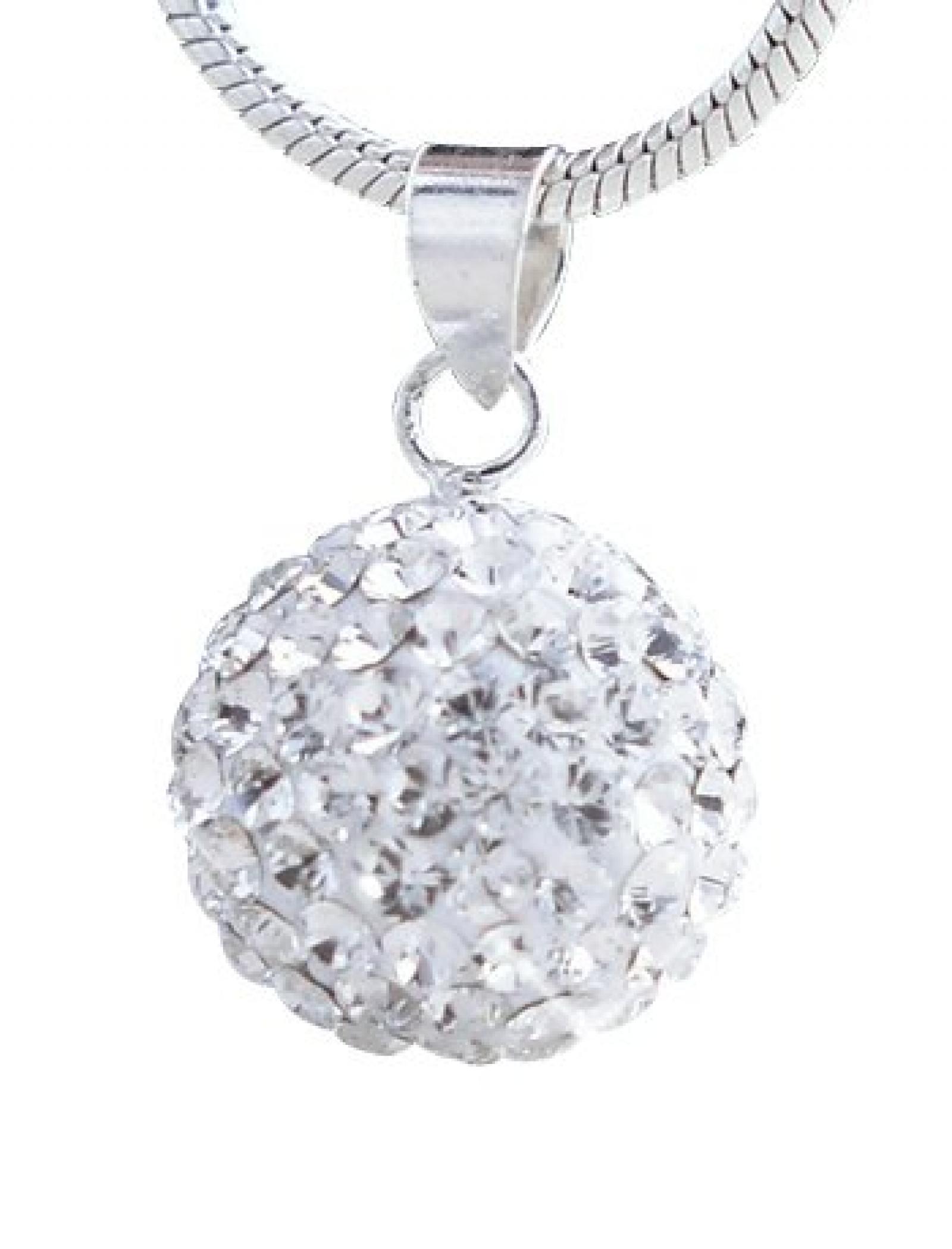 Damen Anh&auml;nger Kugel Und Silber Kette 925 Mit Swarovski Elements 15mm 