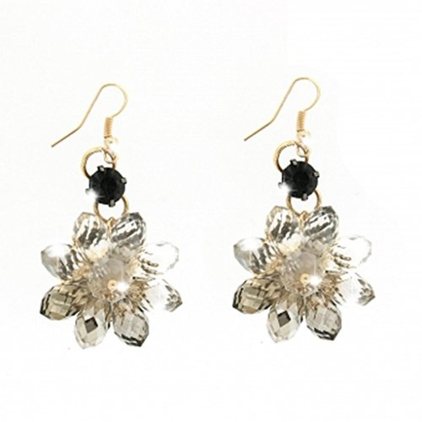 Sweet Deluxe Ohrringe COLLADA gold Blüten aus klaren Steinen in Black Diamond 