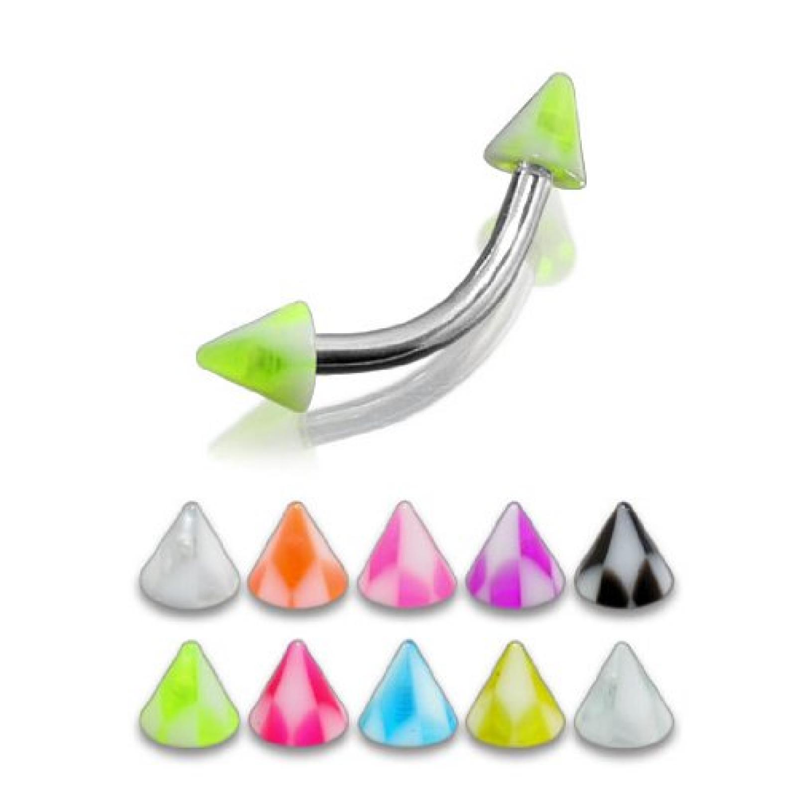 Thuppaki 10 St&uuml;ck verschiedene Farbe 316L chirurgischer Stahl Banane mit 3 Ringe MM UV-Checker Kegel Augenbrauen 