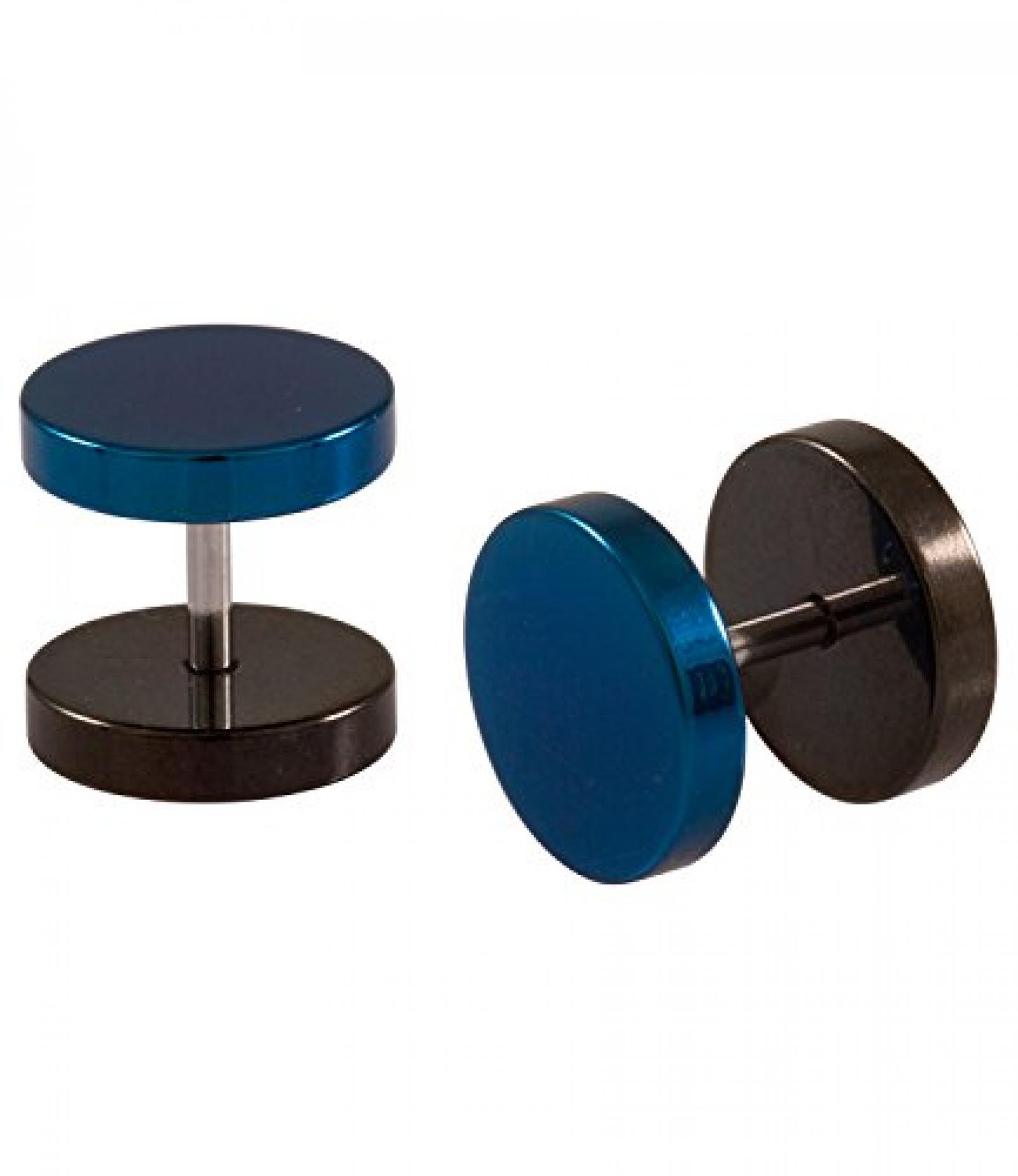 SIX MAN runde Fake Plugs aus Chirurgenstahl in Dunkelblau und Schwarz (109-837) SIX MAN runde Fake Plugs aus Chirurgenstahl in Dunkelblau und Schwarz (109-837)
