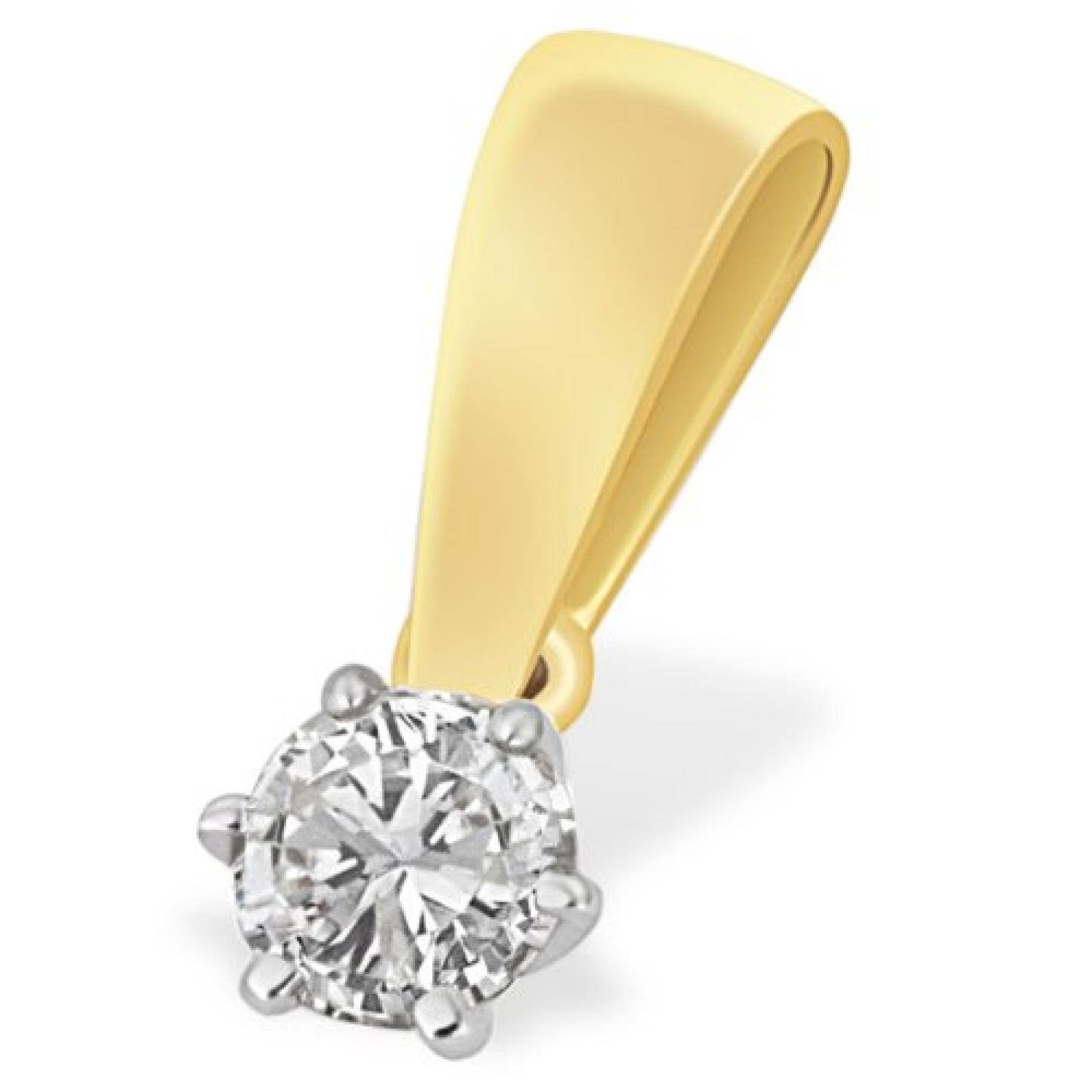 Goldmaid Damen-Anhänger Diamant Solitär 6er-Stotzen 585 Bicolor Gold 1 Brillant 0,20 ct. So A3988GW 