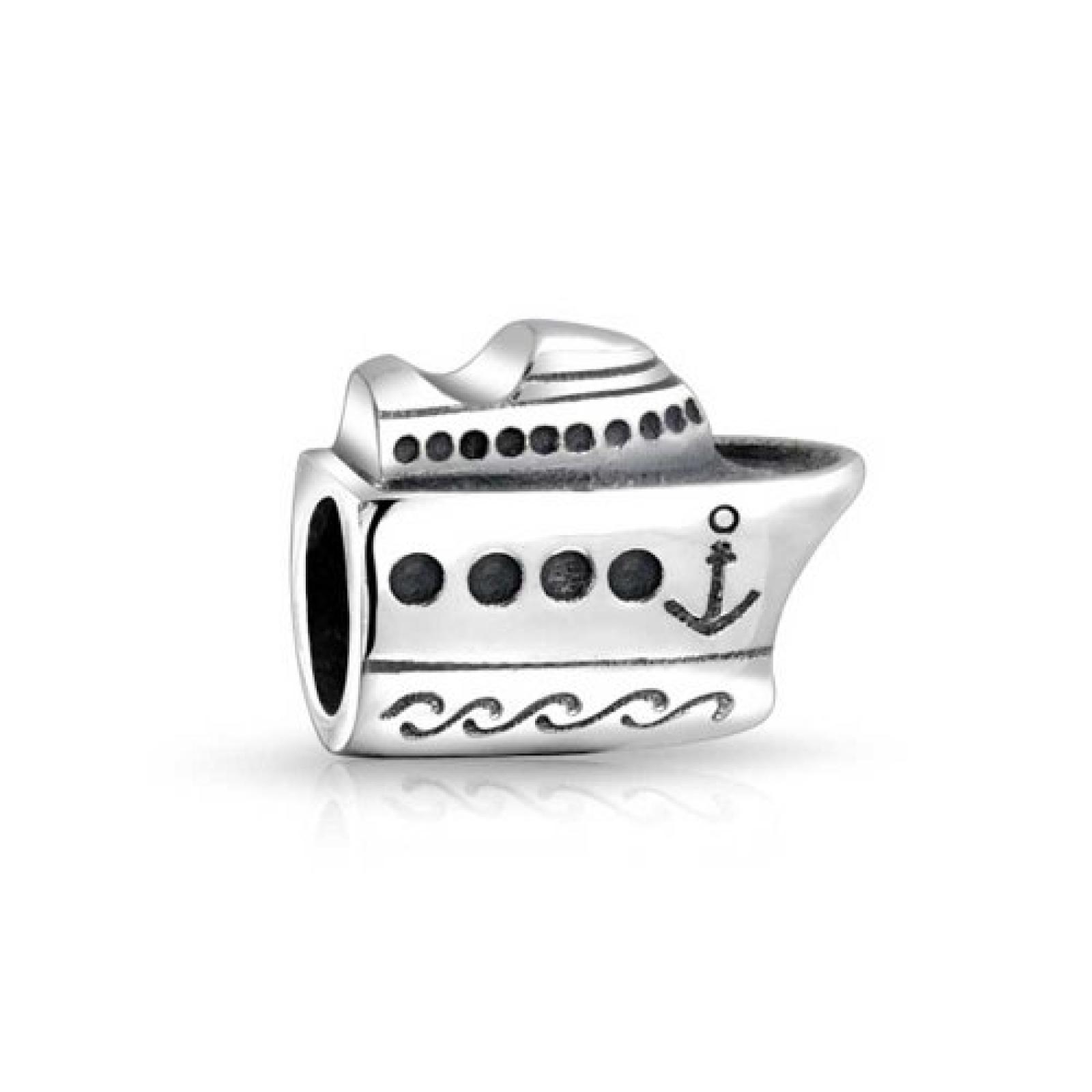 Bling Jewelry 925er Sterling-Silber Nautische Kreuzfahrt Schiff Boot Wulst Passend f&uuml;r Pandora 