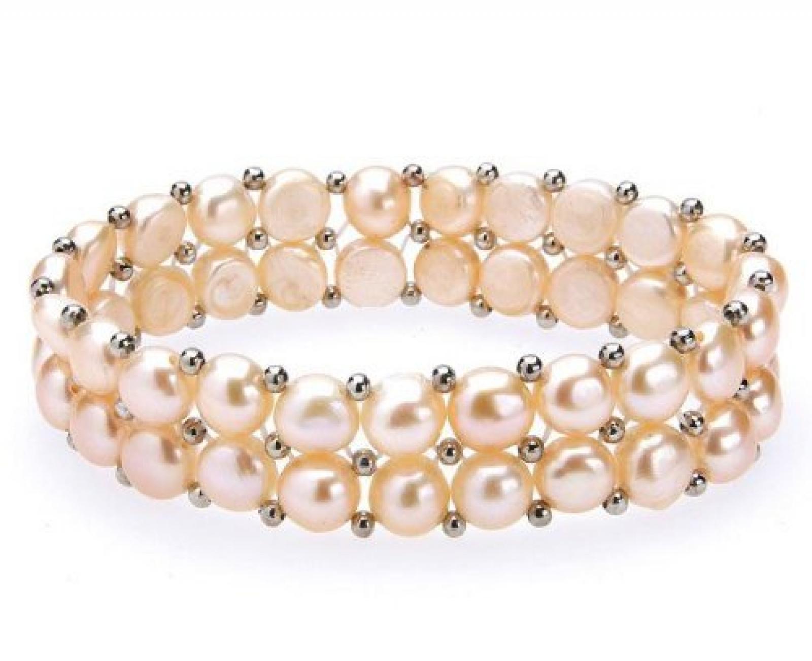 Silvity Pearls Silvity Perlenarmband Armband aus Echten Süßwasserperlen Farbe: edle Creme-Farbe 8 mm 702501-20 