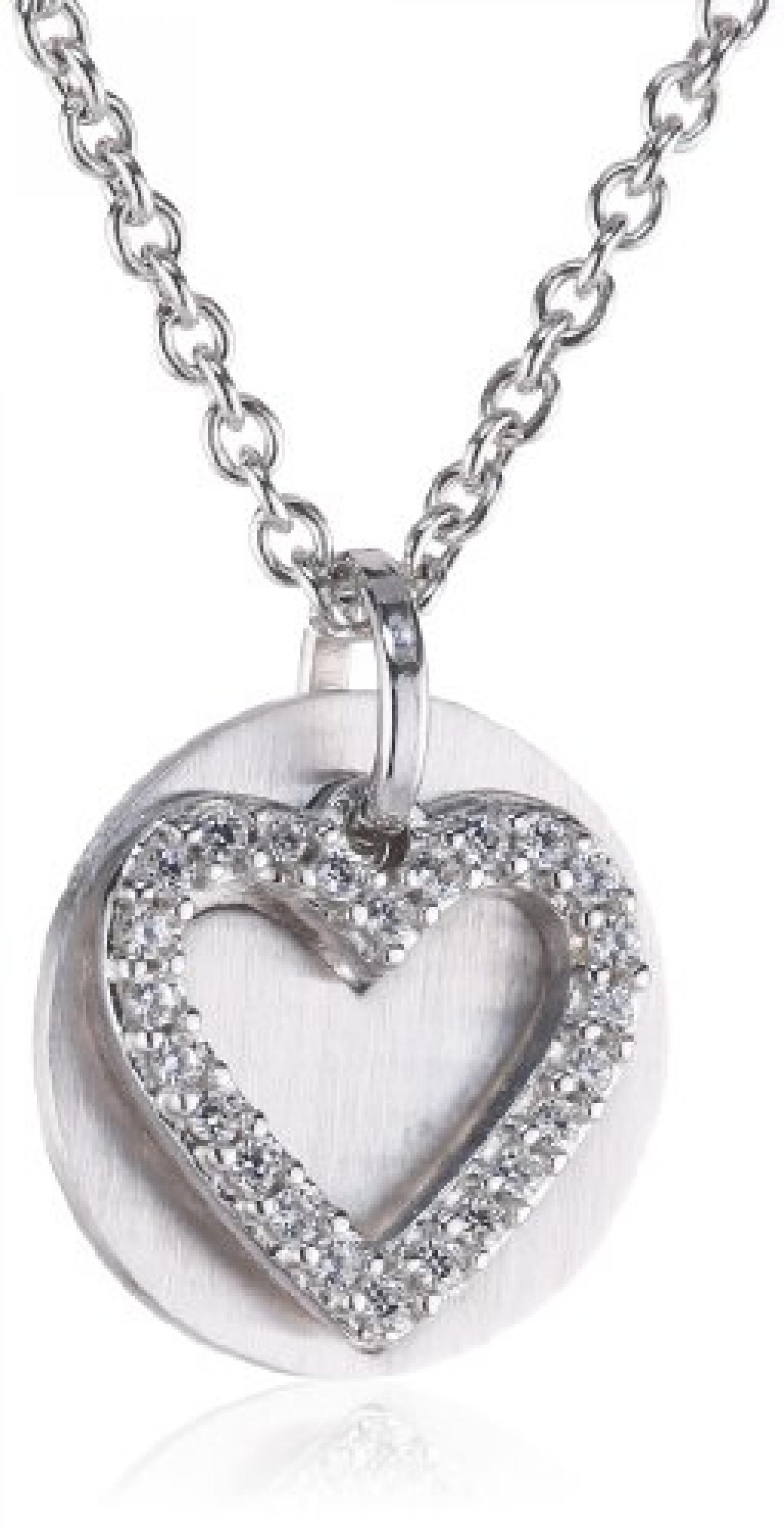 ESPRIT Damen-Halskette Brilliance Heart 925 Sterling Silber 24 Zirkonia farblos 42+3 cm S.ESNL92274B420 ESPRIT Damen-Halskette Brilliance Heart 925 Sterling Silber 24 Zirkonia farblos 42+3 cm S.ESNL92274B420