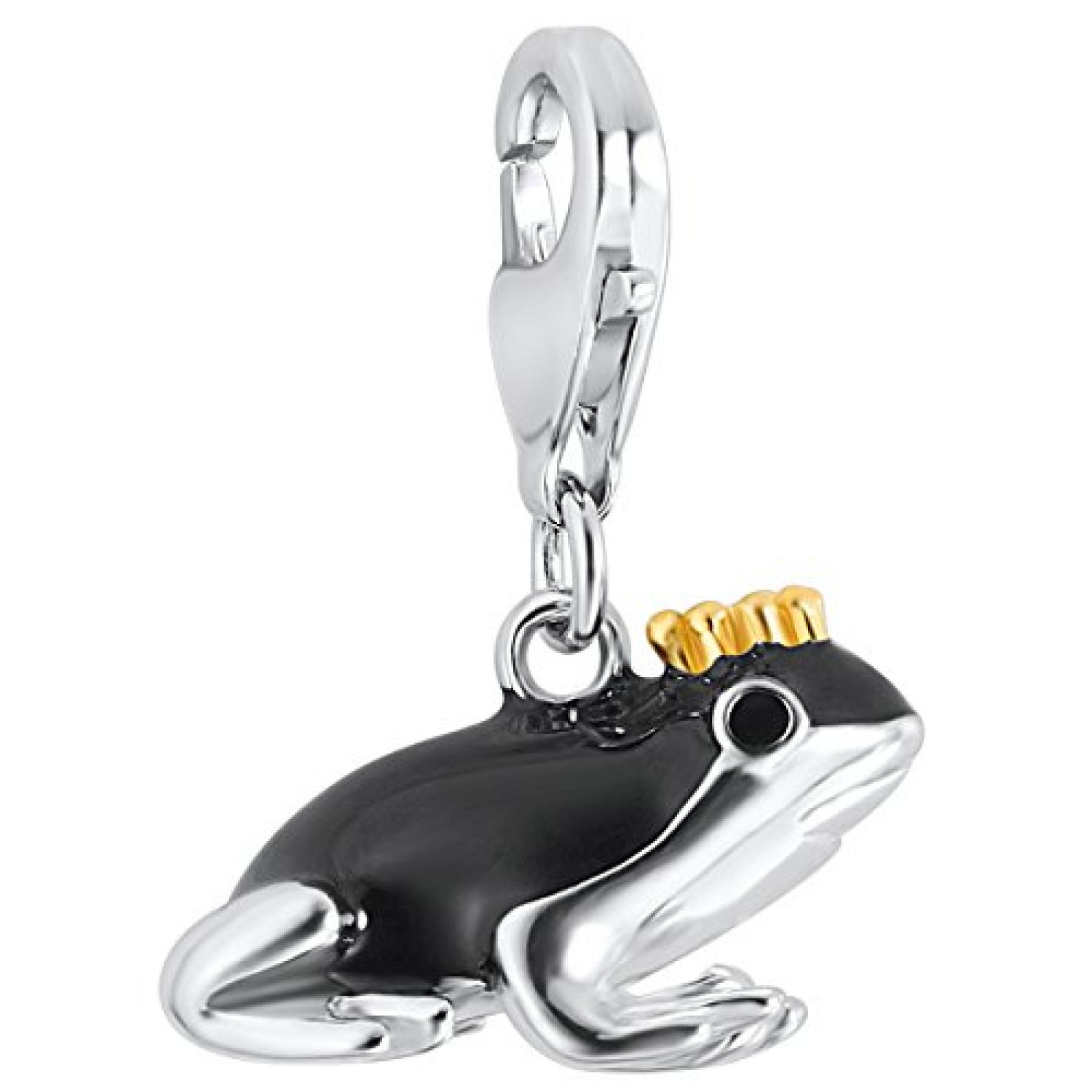 Rafaela Donata Charm Collection Damen-Charm Froschk&ouml;nig 925 Sterling Silber Emaille schwarz / gold  60600153 