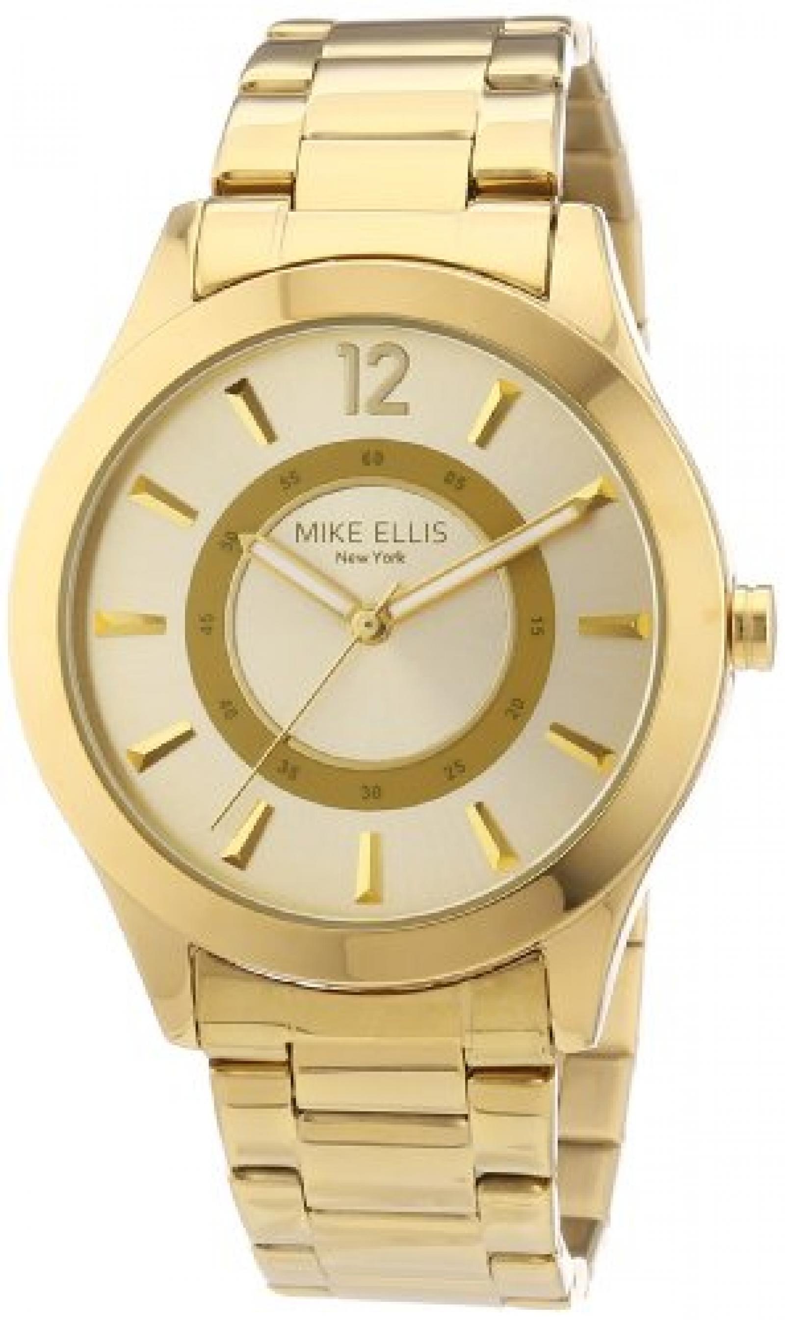 Mike Ellis New York Damen-Armbanduhr Analog Quarz Edelstahl beschichtet M2756AGM 