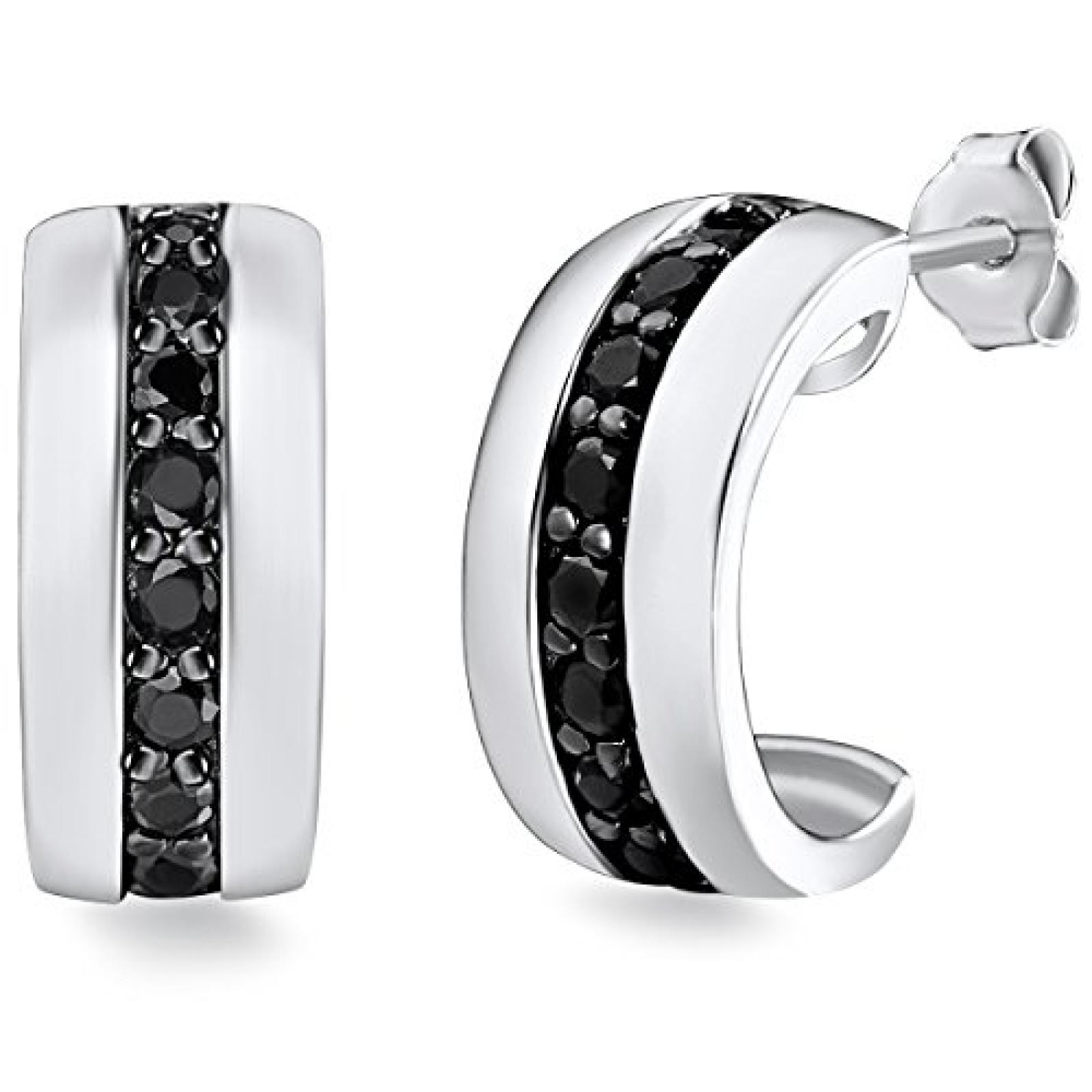 Rafaela Donata Damen-Ohrstecker Classic Collection 925 Sterling Silber Zirkonia schwarz  60800250 