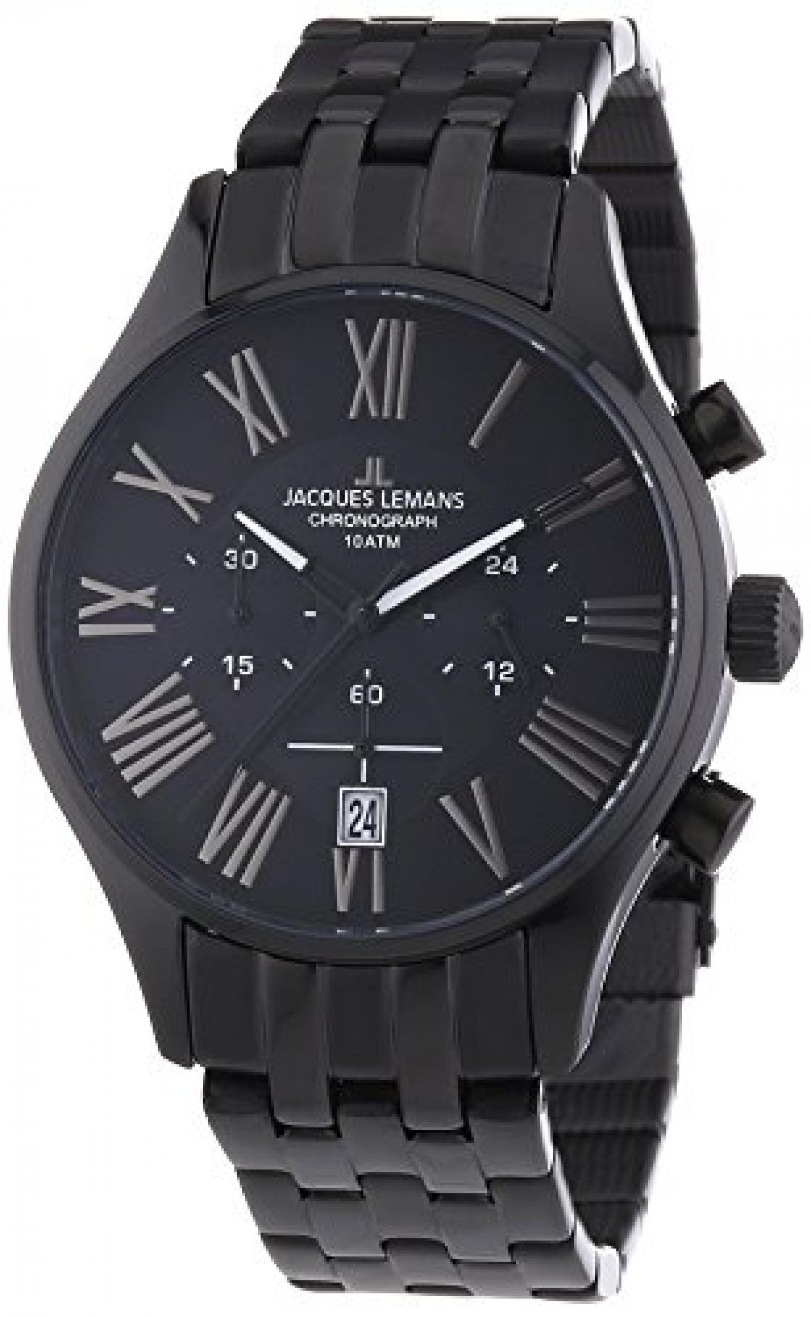 Jacques Lemans Herren-Armbanduhr XL Capri Chronograph Quarz Edelstahl beschichtet 1-1342A Jacques Lemans Herren-Armbanduhr XL Capri Chronograph Quarz Edelstahl beschichtet 1-1342A