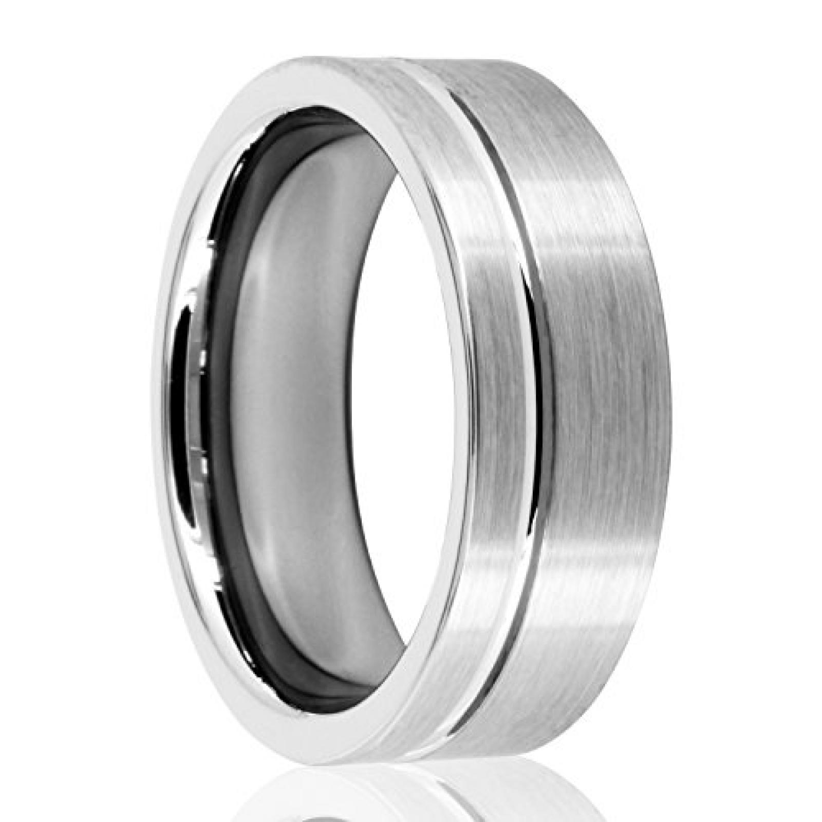 silber geb&uuml;rstet Wolfram Tungsten Ringe 8 mm breit aus Wolframcarbid mit Ringetui bzw. Ringbox zur Aufbewahrung schwarz (Partnerringe / Freundschaftsringe / Verlobungsringe / Hochzeitsringe / Eheringe / Paare) f&uuml;r Damen und Herren / unisex - original Vell 