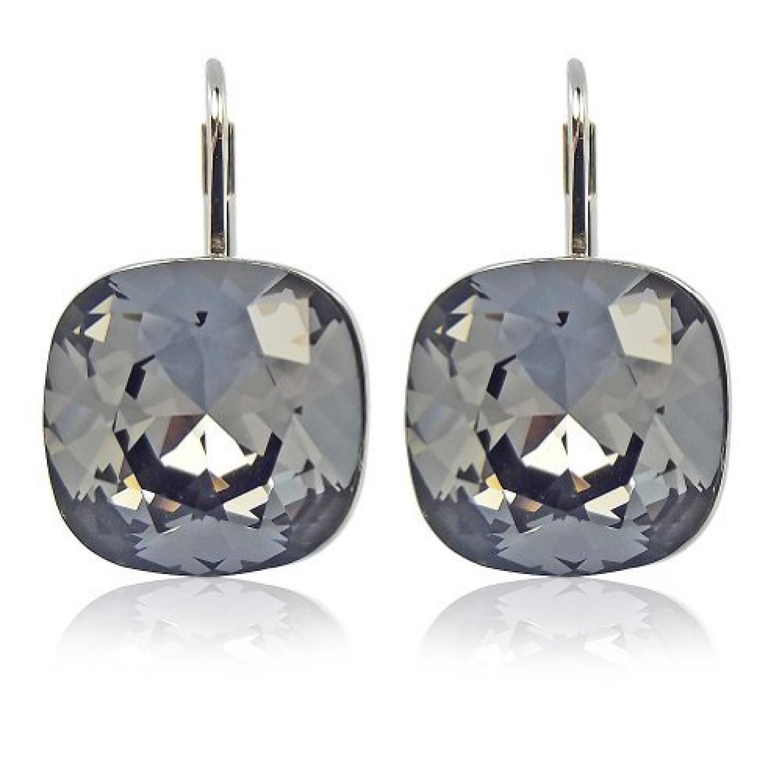 Ohrringe mit SWAROVSKI ELEMENTS silver night - Farbe silber - in Etui - Made in Germany 