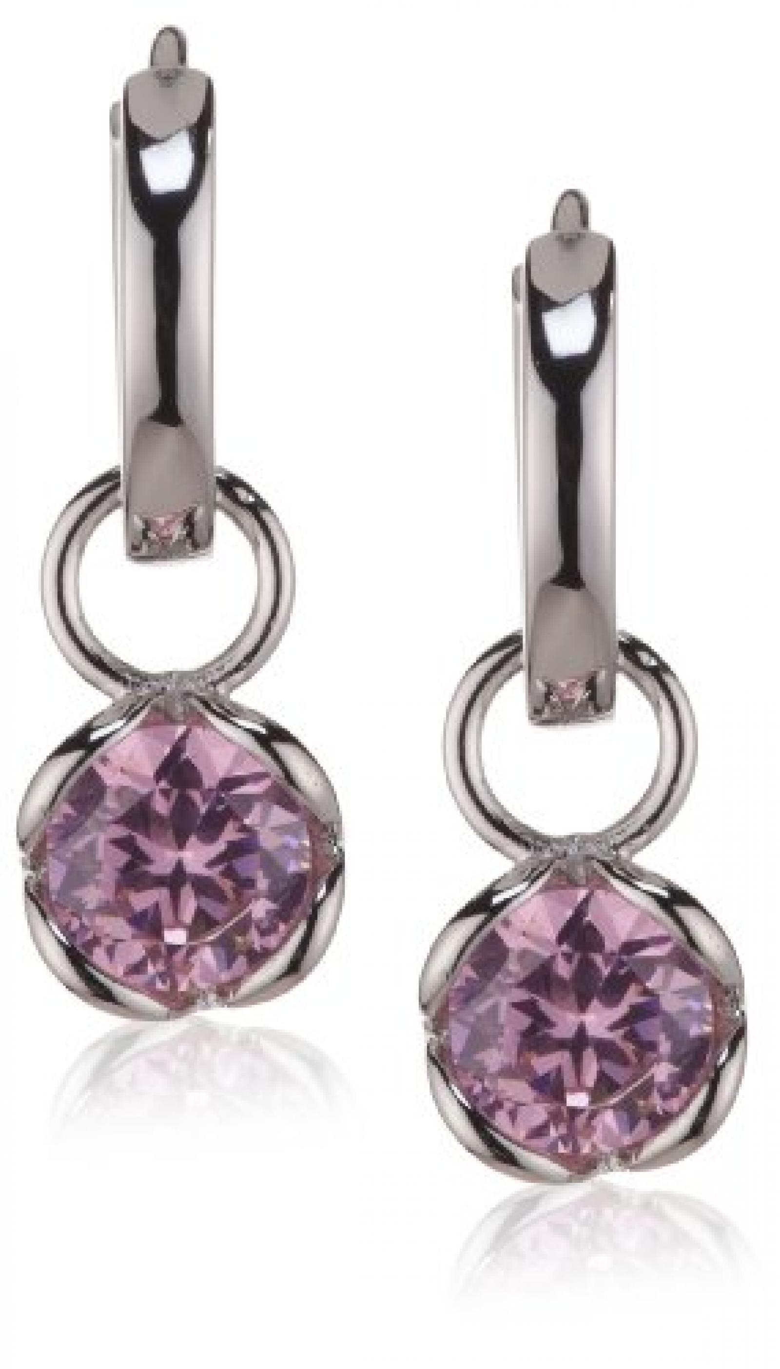 Rafaela Donata Damen-Klappcreolen Classic Collection 925 Sterling Silber Zirkonia ros&eacute;  60800221 