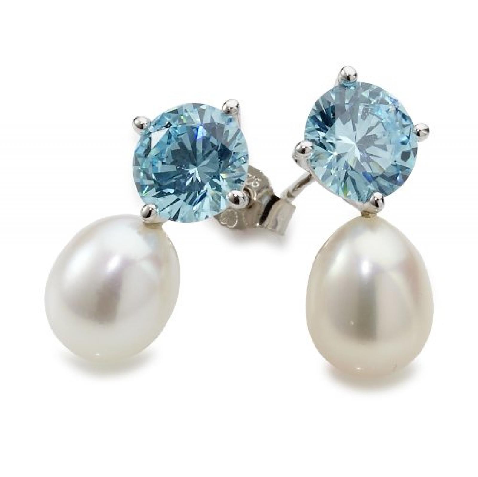 Adriana Damen-Ohrstecker S&uuml;&szlig;wasser Zuchtperlen blue lagoon 925 Sterling-Silber Rainbow RAO-H 