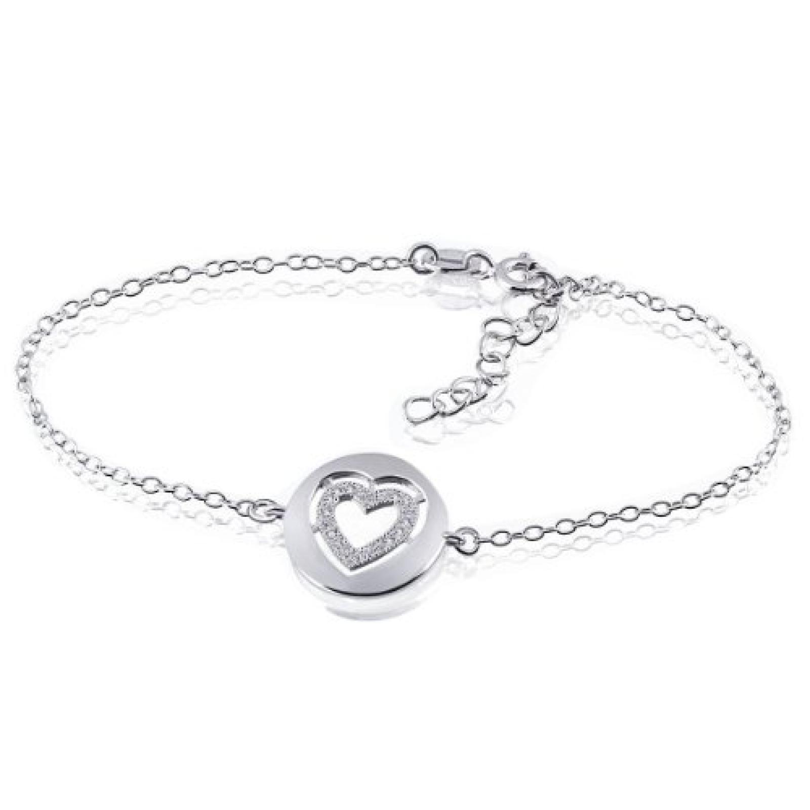 Goldmaid Damen-Armband 925 Sterling Silber Herz 20 weiße Zirkonia 21 cm He A6188S 