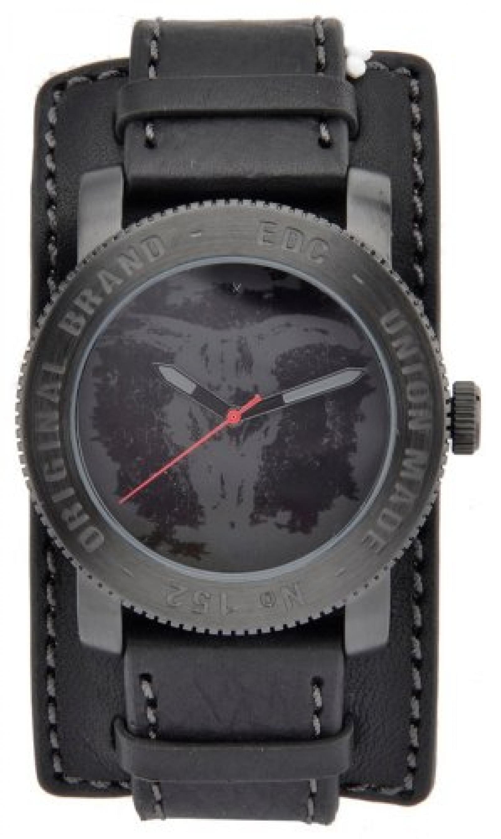 Edc Damen-Armbanduhr XL coin pusher - cool black, grey Analog Quarz Leder EE100531003 Edc Damen-Armbanduhr XL coin pusher - cool black, grey Analog Quarz Leder EE100531003