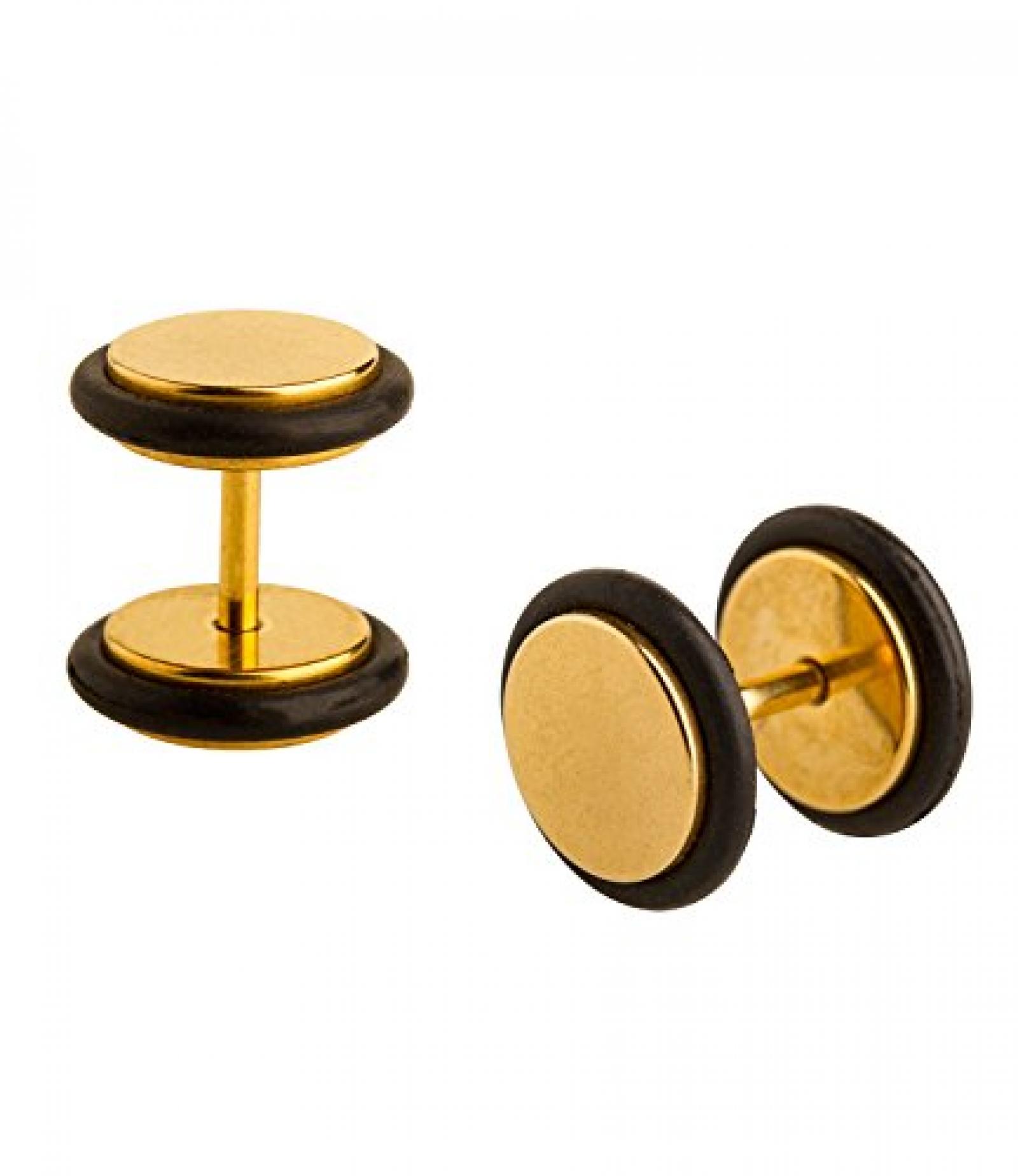 SIX goldene Fake-Plugs aus Chirurgenstahl mit schwarzer Umrandung (269-456) SIX goldene Fake-Plugs aus Chirurgenstahl mit schwarzer Umrandung (269-456)