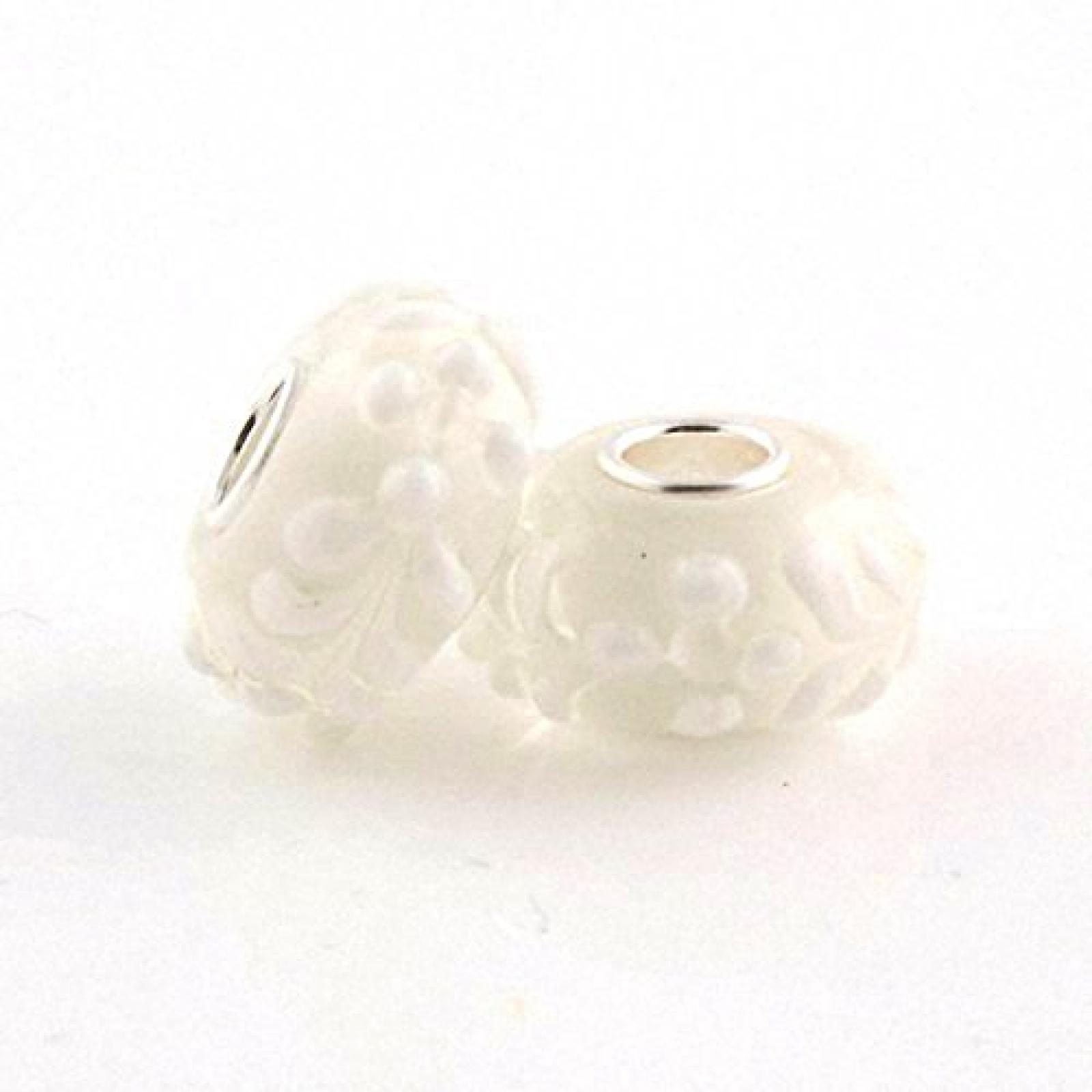 TAOTAOHAS Damen - European Armband Charms Beads, Sterling-Silber 925 mit weiß groß Murano glas Perle, Swirly Swirl TAOTAOHAS Damen - European Armband Charms Beads, Sterling-Silber 925 mit weiß groß Murano glas Perle, Swirly Swirl