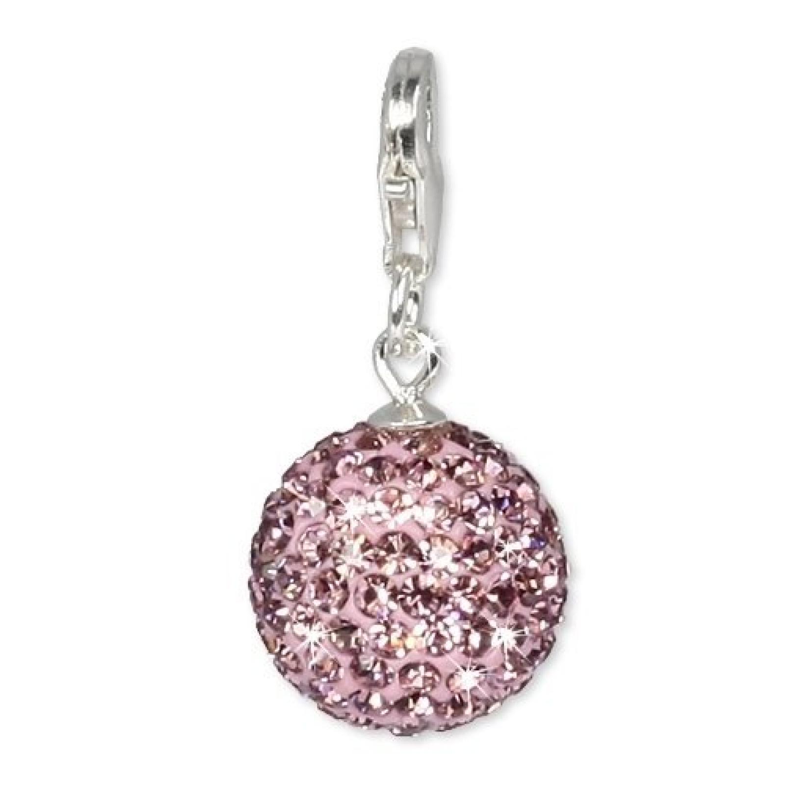 SilberDream Glitzer Charm Swarovski Kristalle Kugel flieder SHINY Anh&auml;nger 925 Silber f&uuml;r Bettelarmb&auml;nder Kette Ohrring GSC204 