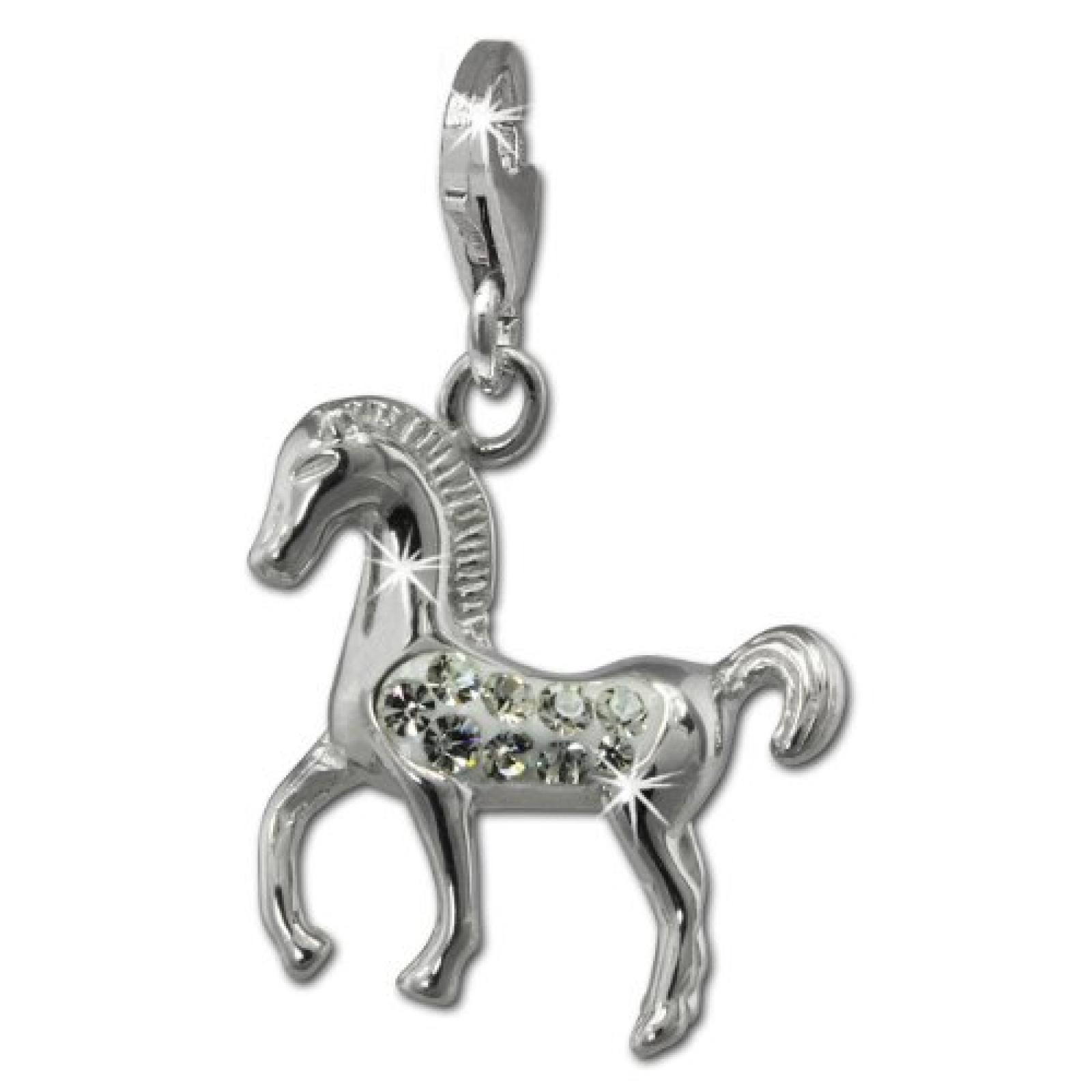 SilberDream Glitzer Charm 3D Pferd weiß Zirkonia Kristalle Anhänger 925 Silber für Bettelarmbänder Kette Ohrring GSC570W SilberDream Glitzer Charm 3D Pferd weiß Zirkonia Kristalle Anhänger 925 Silber für Bettelarmbänder Kette Ohrring GSC570W
