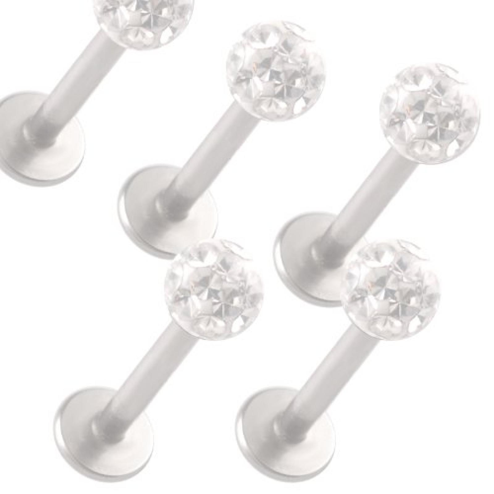 5er set 1,2mm 10mm labrets tragus lippe piercing Ferido Stahl BHSS 