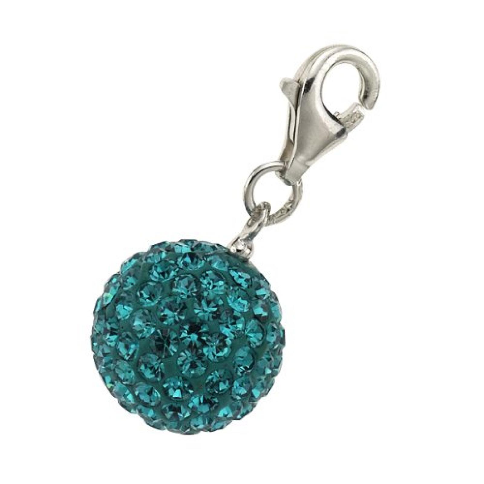 Zeeme Damen-Anh&auml;nger 925/- Sterling Silber Mit 115 Blauen Kristallen Kugel 358240419 