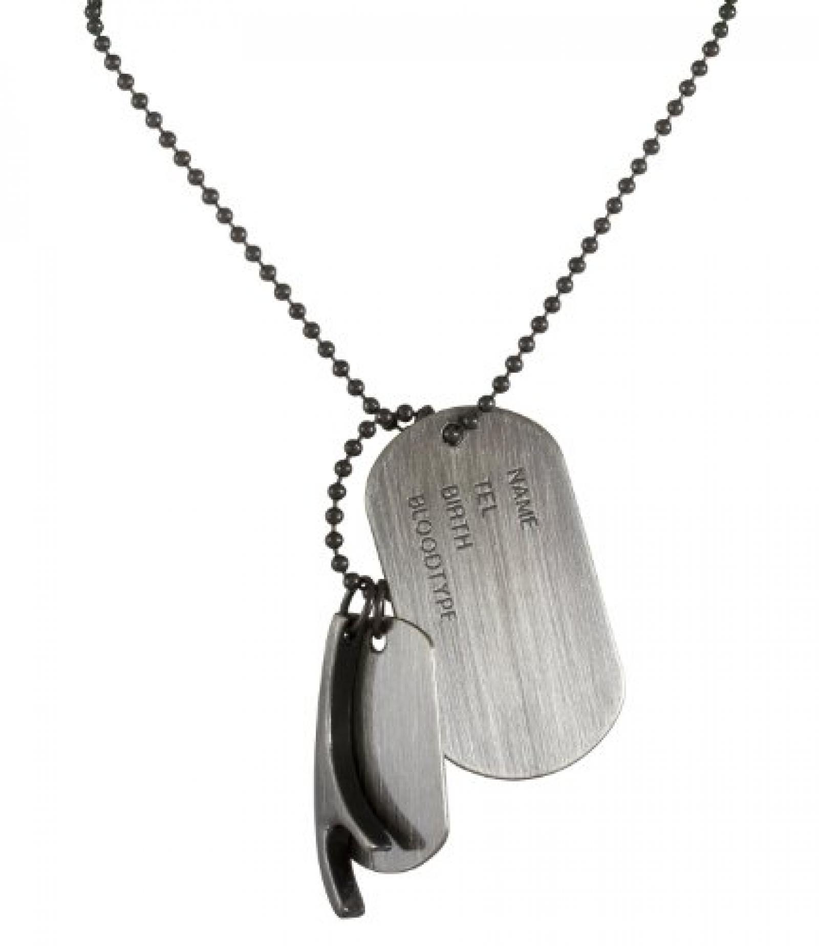SIX MAN graue Kugel-Kette mit Dog Tags und Flaschen&ouml;ffner (275-159) 