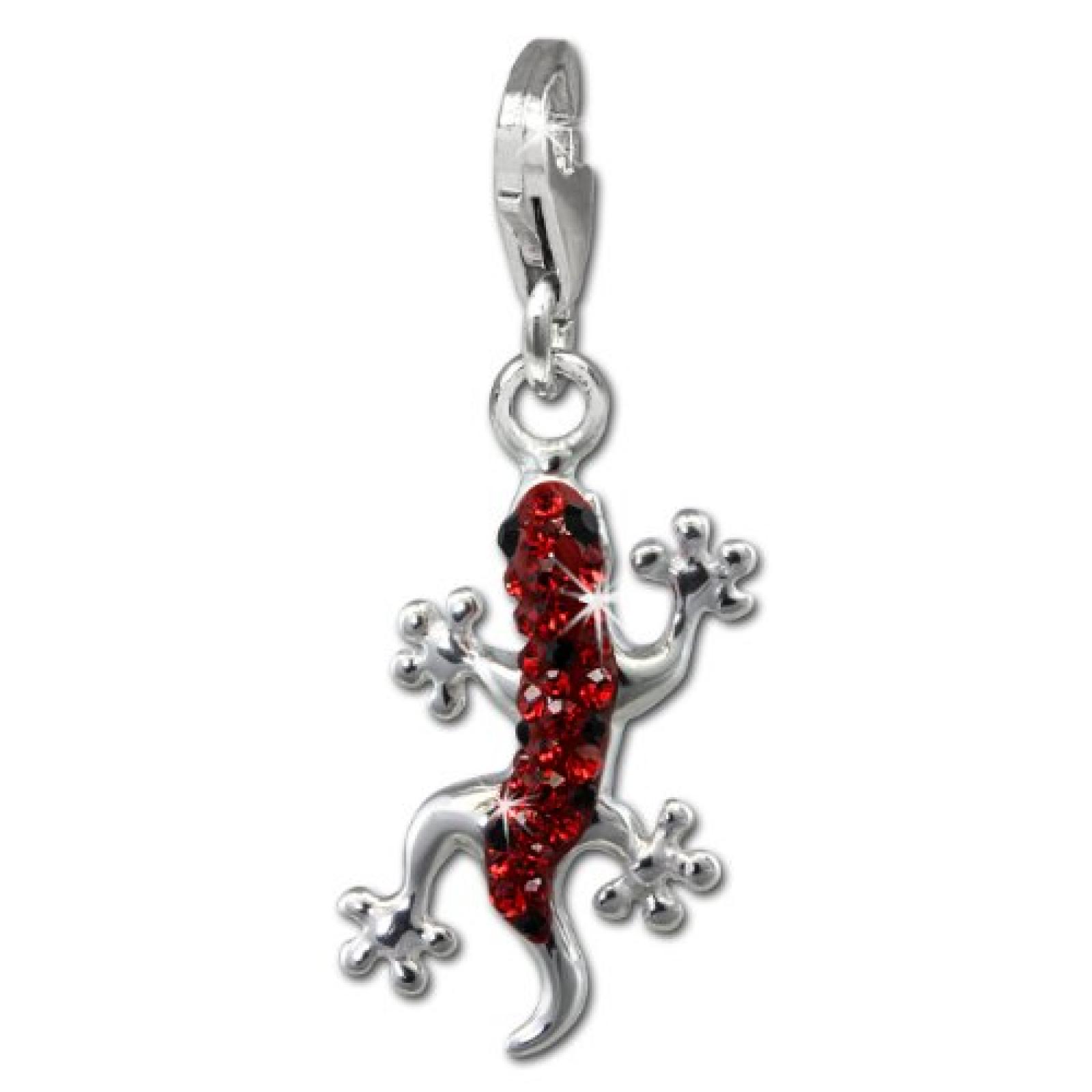 SilberDream Glitzer Charm Gecko rot Zirkonia Kristalle Anh&auml;nger 925 Silber f&uuml;r Bettelarmb&auml;nder Kette Ohrring GSC571R 