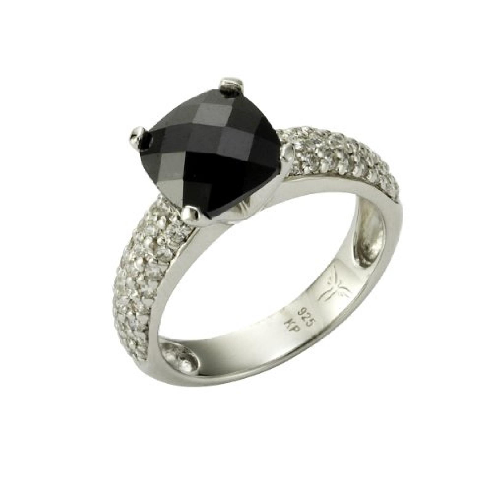 Celesta Damen-Ring 925 Sterling SilberZironia schwarz + weiß 273270874-1 