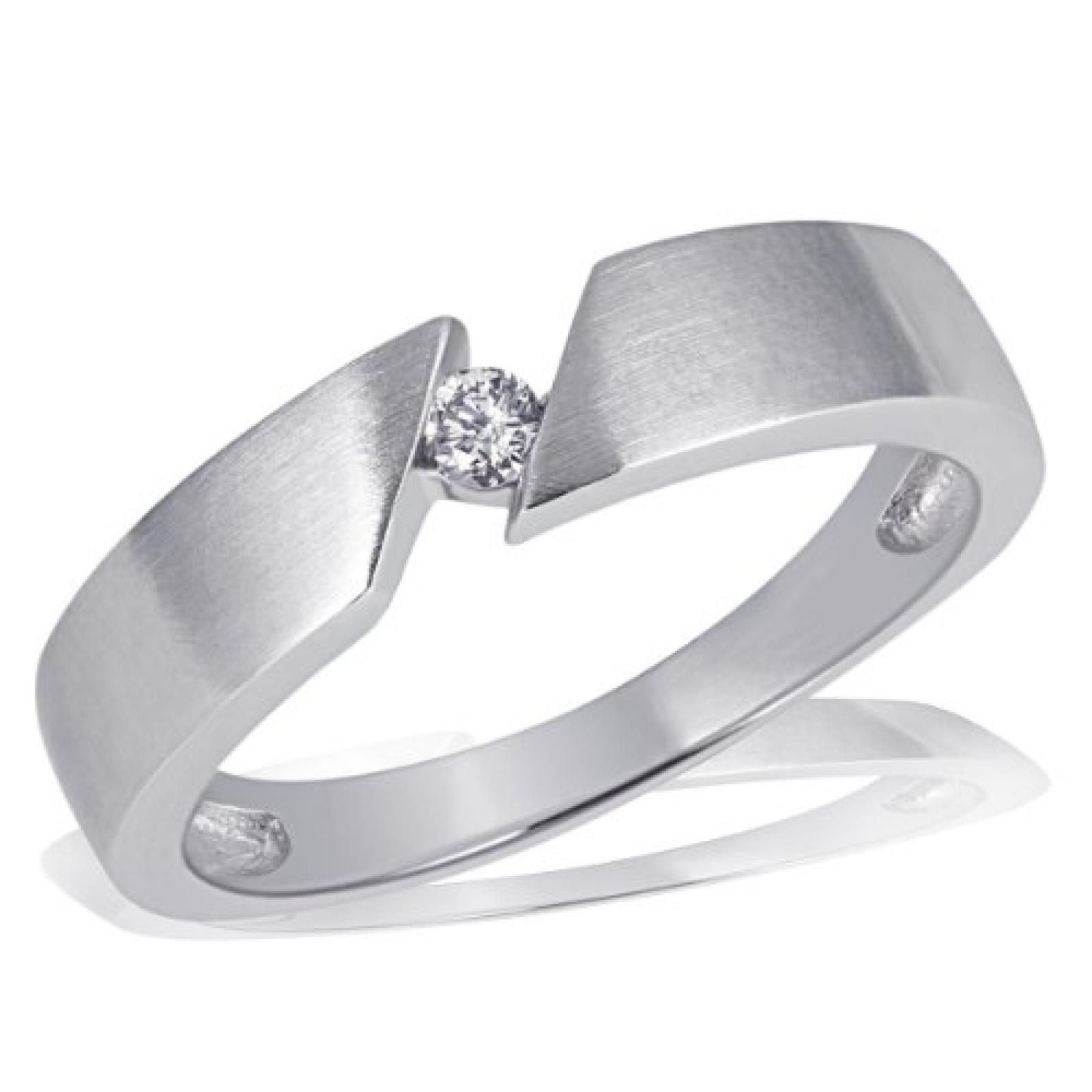 goldmaid Damenring  Weiss Gold 585 Solit&auml;r 1 Brillant 0,07 Karat Schr&auml;gfassung So R523WG 