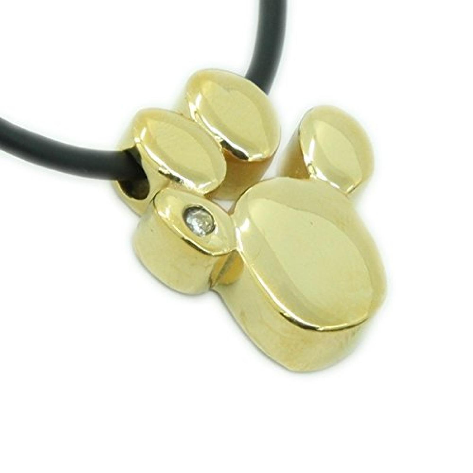 Pfote - Hund - Katze - Tatze - Magnet Kettenanh&auml;nger mit Swarovski Crystal - Energetix 4you 714 gold - incl. Silikonkette 