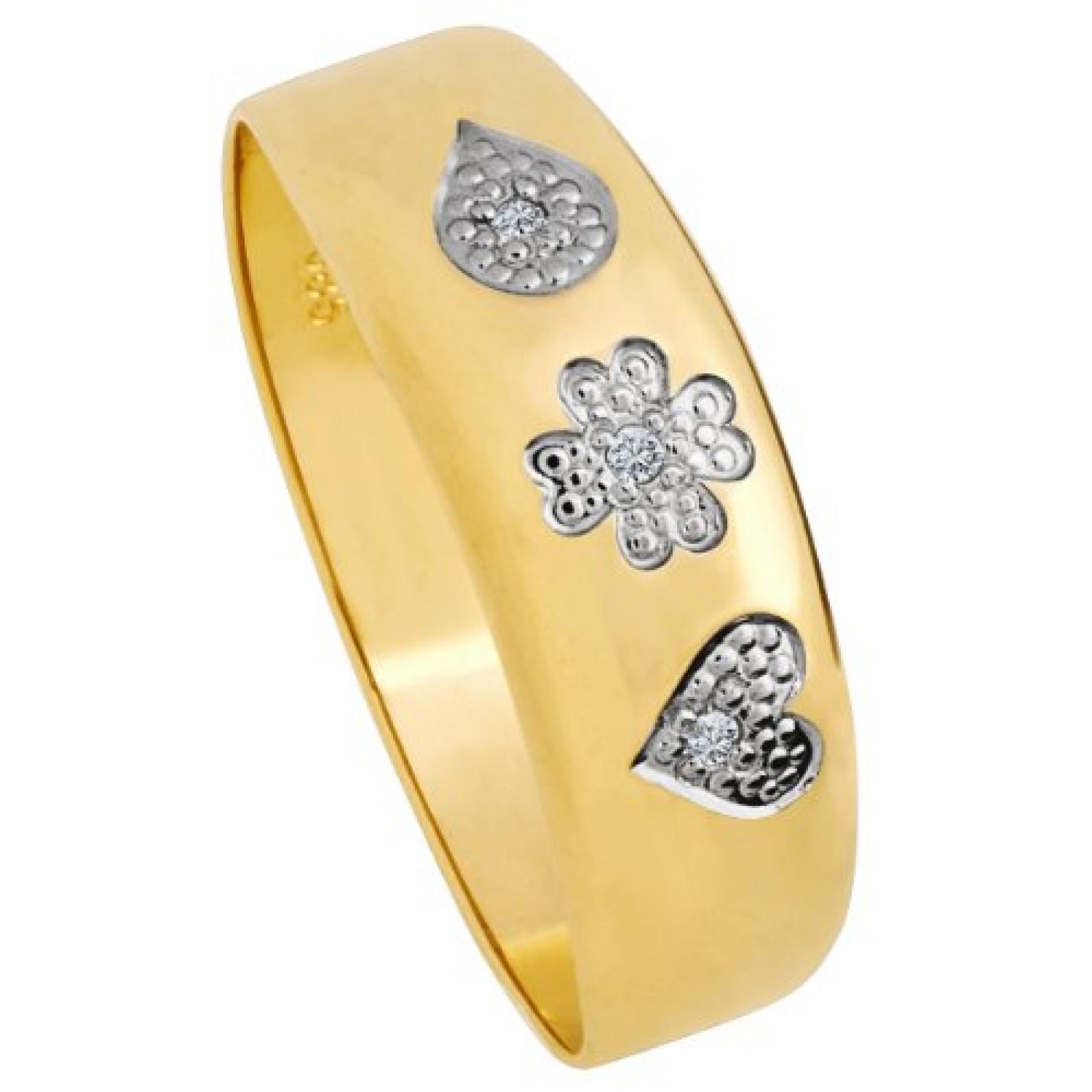 Bella Donna Damen-Ring 585 Gelbgold teilrhodiniert 3 Diamanten 
