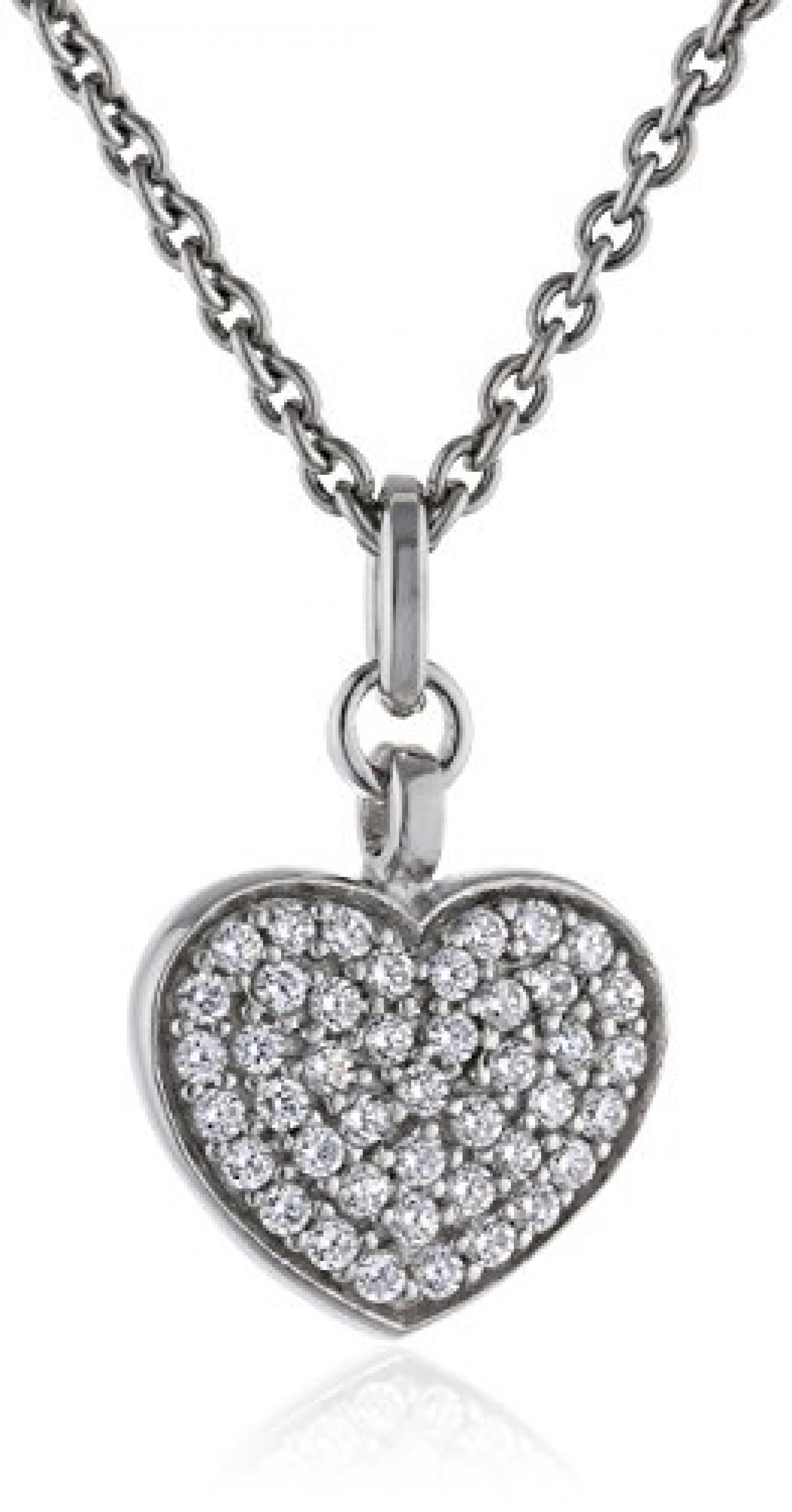 Esprit Damen-Halsband 925 Sterling Silber rhodiniert Kristall Zirkonia Sparking Heart wei&szlig; ESNL92119A420 