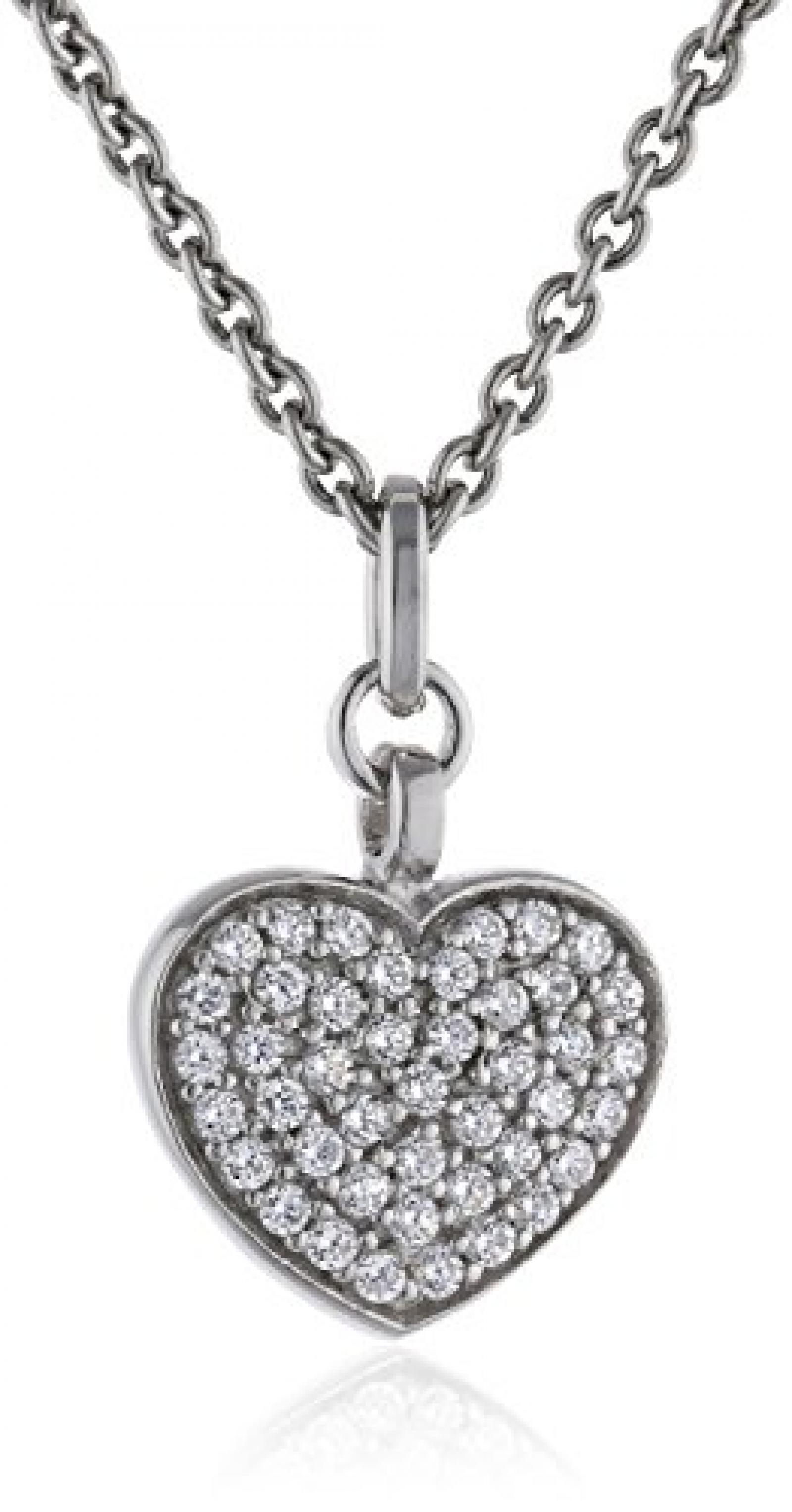 Esprit Damen-Halsband 925 Sterling Silber rhodiniert Kristall Zirkonia Sparking Heart weiß ESNL92119A420 