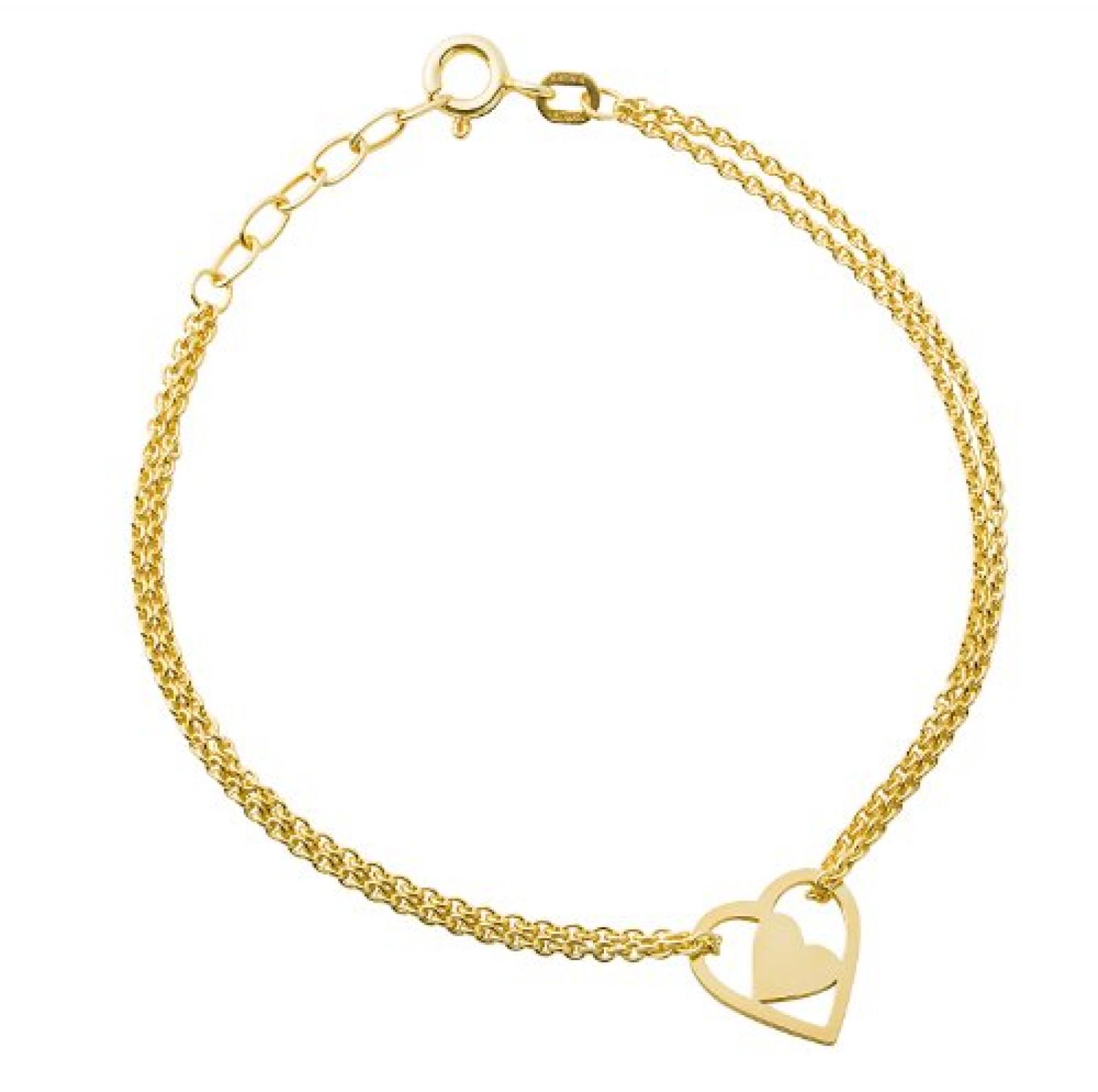 Miore Damen-Armband 925 Sterling Silber Vergoldet Herzen Länge 17cm + 2cm MBS018B 