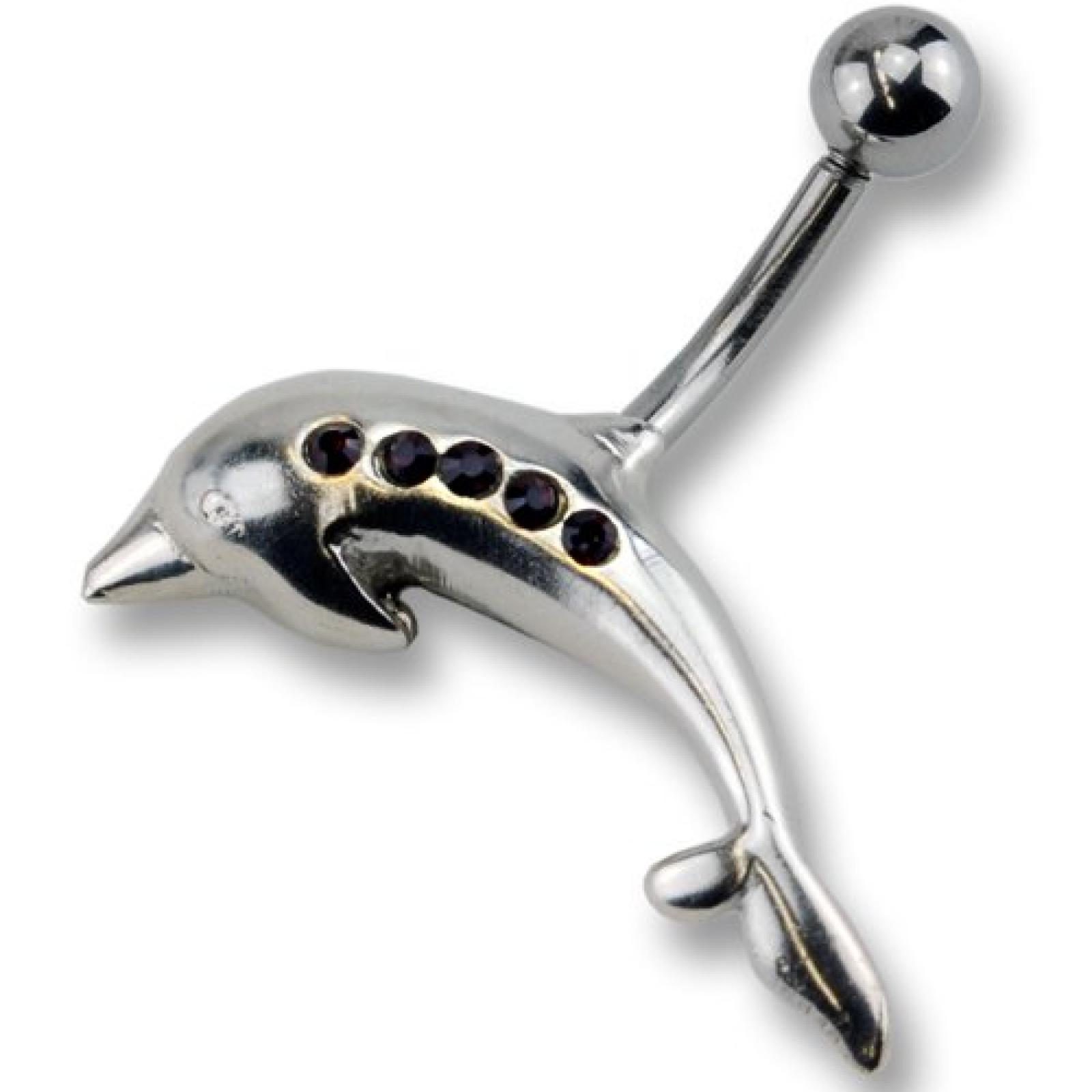 Zeeme Unisex-Piercing Delfin 10mm 925/- Sterling Silber Und Roten Kristallen 159201469-10mm-1 