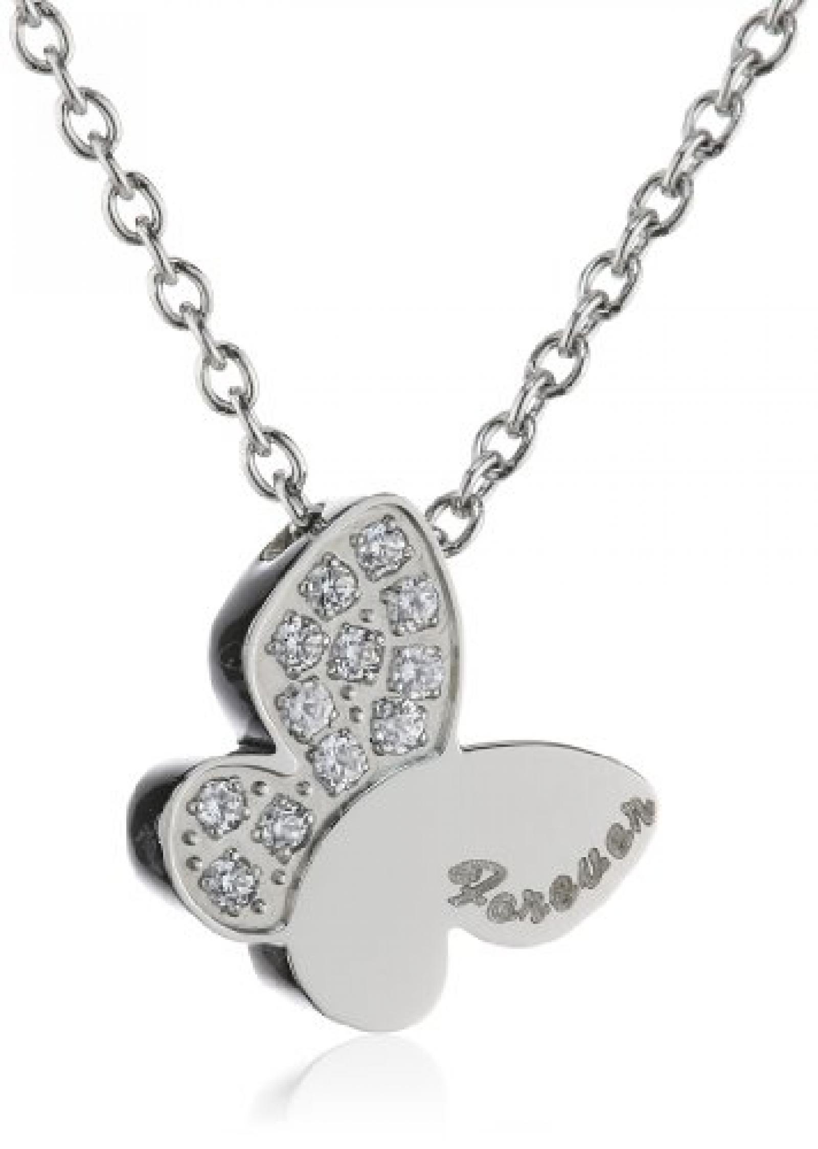 Mike Ellis Damen-Halskette Schmetterling Edelstahl Zirkonia wei&szlig; N180 