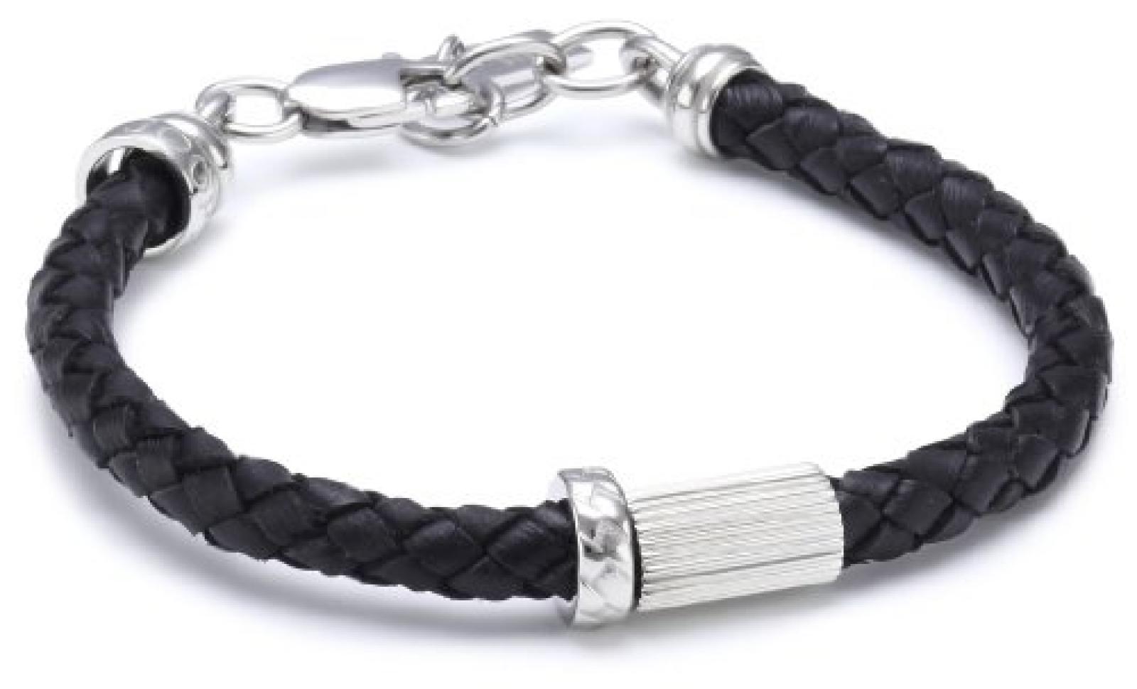 Joop Herren-Armband Rebel Leder schwarz Edelstahl ca. 23 cm (21 + 2 cm) JPBR10163A210 