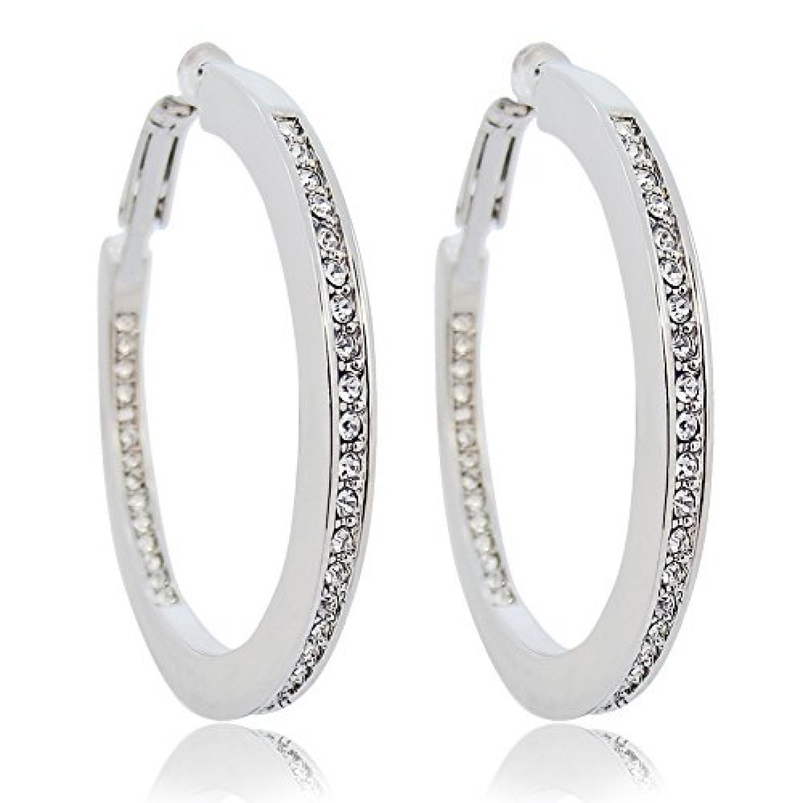 Creolen mit SWAROVSKI ELEMENTS - Farbe Silber Crystal - in Etui Creolen mit SWAROVSKI ELEMENTS - Farbe Silber Crystal - in Etui