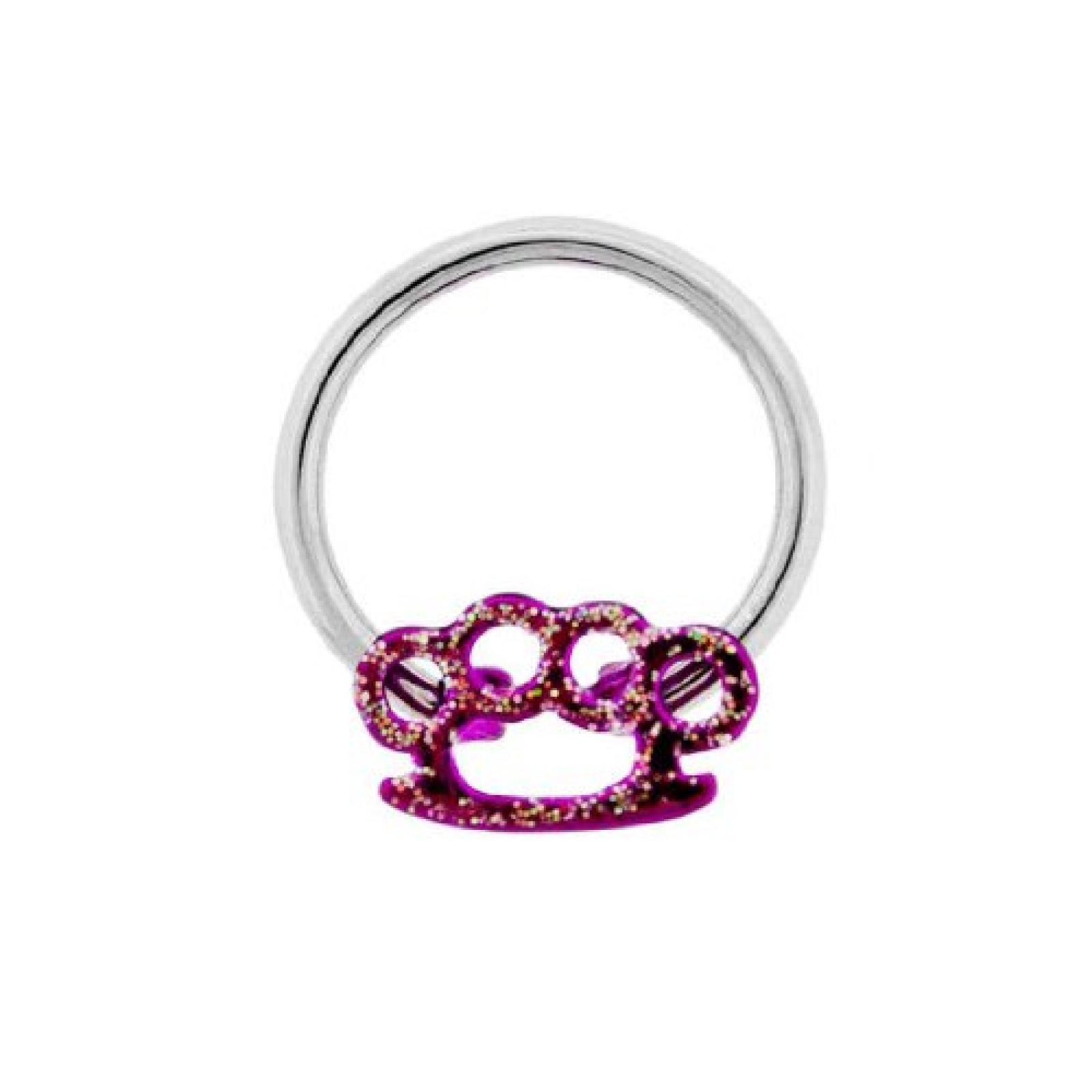 Metal Mafia Ball Closure Ring PINK GLITTER KNUCKLE Metal Mafia Ball Closure Ring PINK GLITTER KNUCKLE