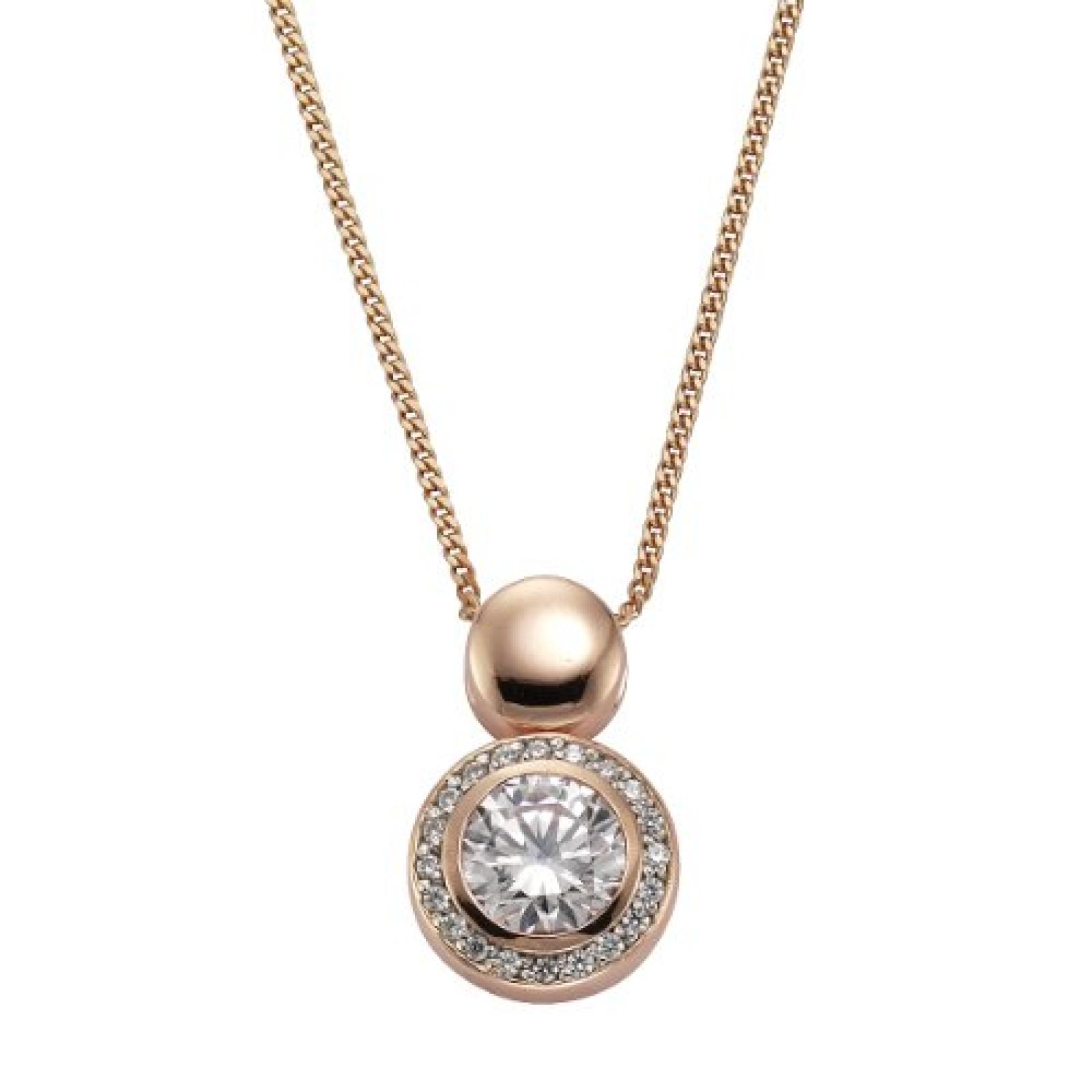 Celesta Damen Halskette 925 Sterling Silber Zirkonia Celesta Silver 45 cm wei&szlig; rotvergoldet 500244601RV-1 