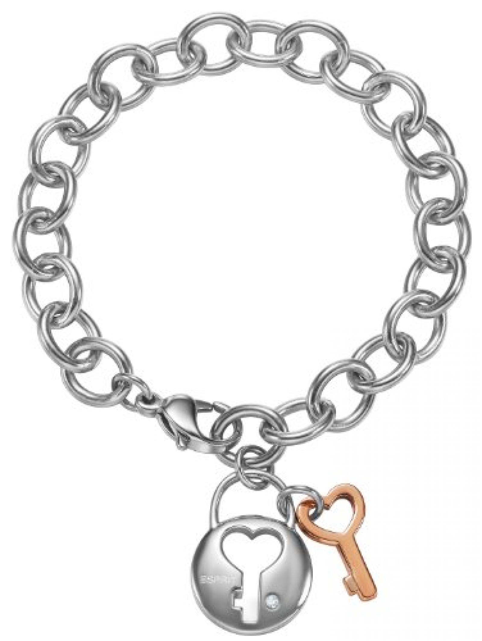 Esprit Damen Armband Edelstahl rhodiniert Glas Zirkonia Forever Bonded 19 cm wei&szlig; ESBR11591A190 