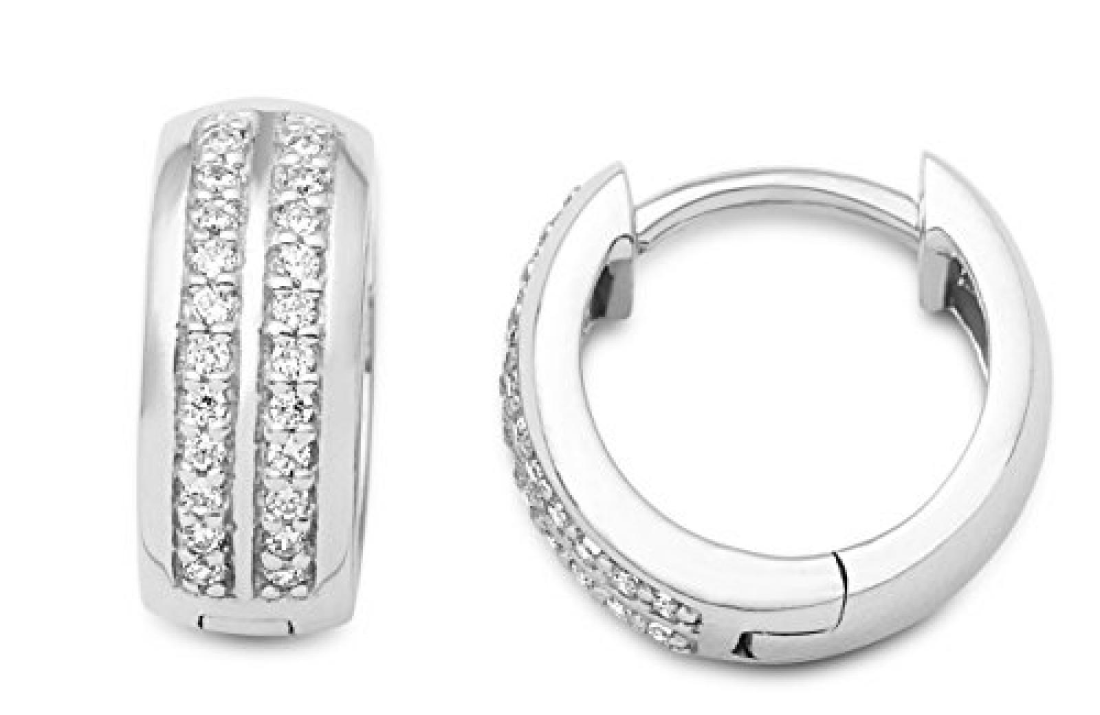 Miore Damen-Creolen 925 Sterling Silber 22 Zirkonia farblos 13 mm MSAE007E Miore Damen-Creolen 925 Sterling Silber 22 Zirkonia farblos 13 mm MSAE007E