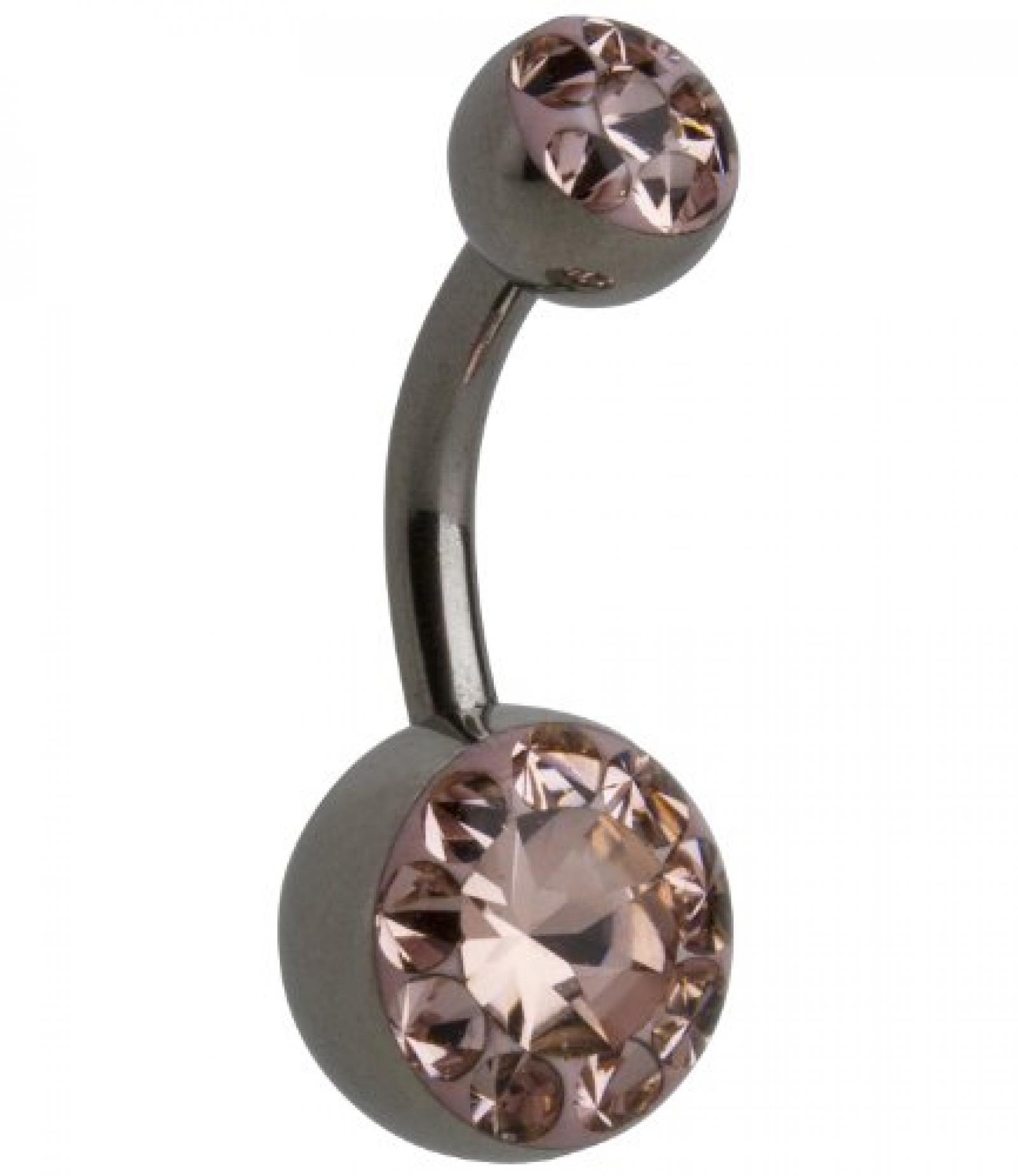 SIX silbernes Bauchnabel Piercing mit Vintage rosanem Glitzerstein (269-031) SIX silbernes Bauchnabel Piercing mit Vintage rosanem Glitzerstein (269-031)
