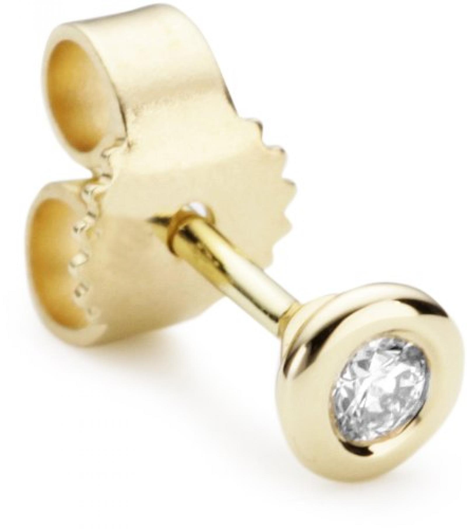 Bella Donna Unisex-Single-Ohrstecker 585 Gelbgold 0.05ct Wei&szlig; Piqu&eacute; 635555 