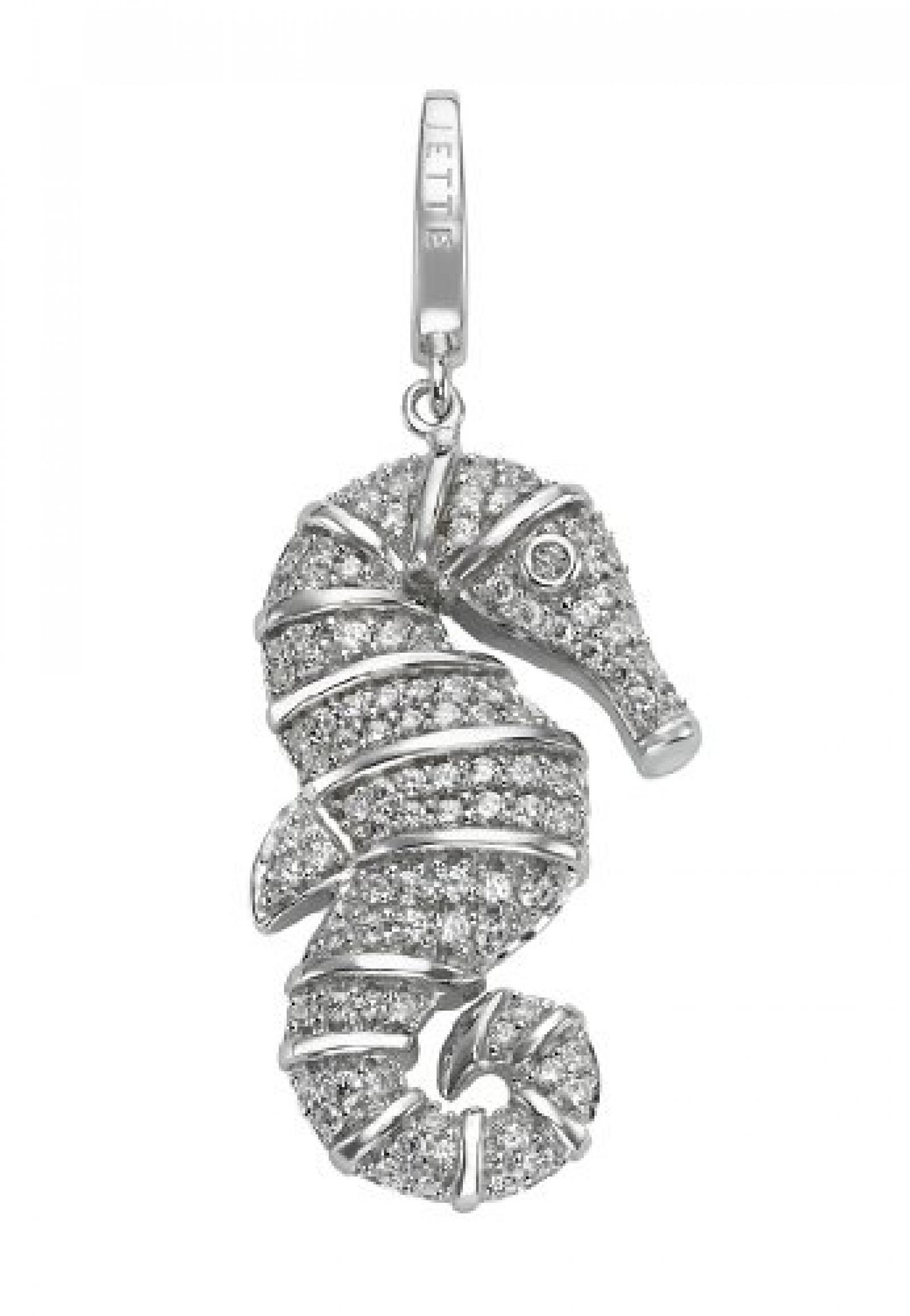 JETTE Charms Damen-Charm CHARM 925er Silber rhodiniert 105 Zirkonia 2 Kristall One Size, silber 