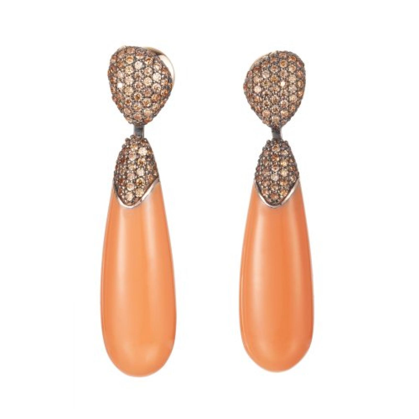 Joop Damen-Ohrh&auml;nger 925 Sterling Silber Harz Zirkonia Coral 4.7 cm braun JPER90297C000 