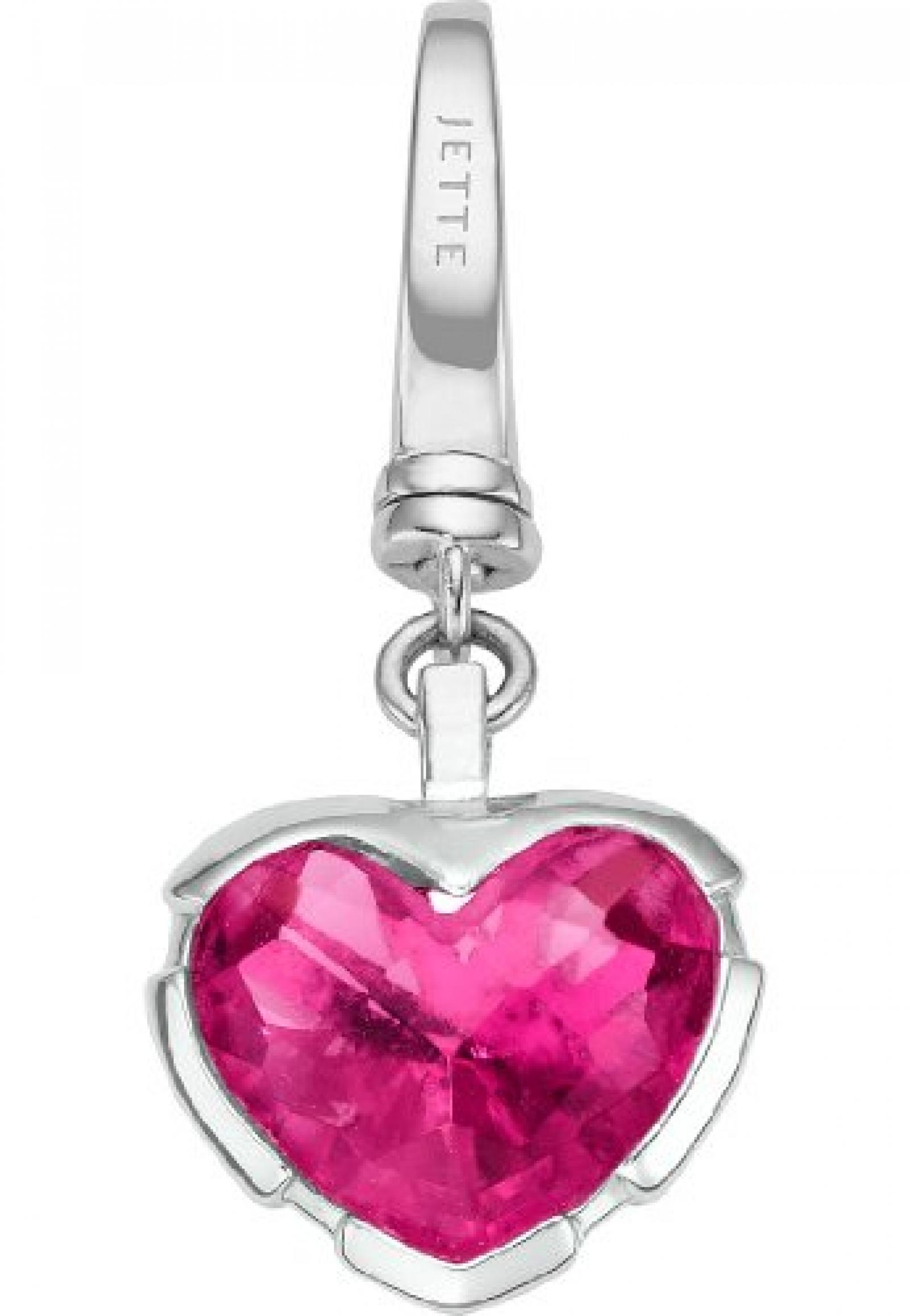 JETTE Charms Damen-Charm CHARM 925er Silber rhodiniert 1 Kristall One Size, fuchsia 